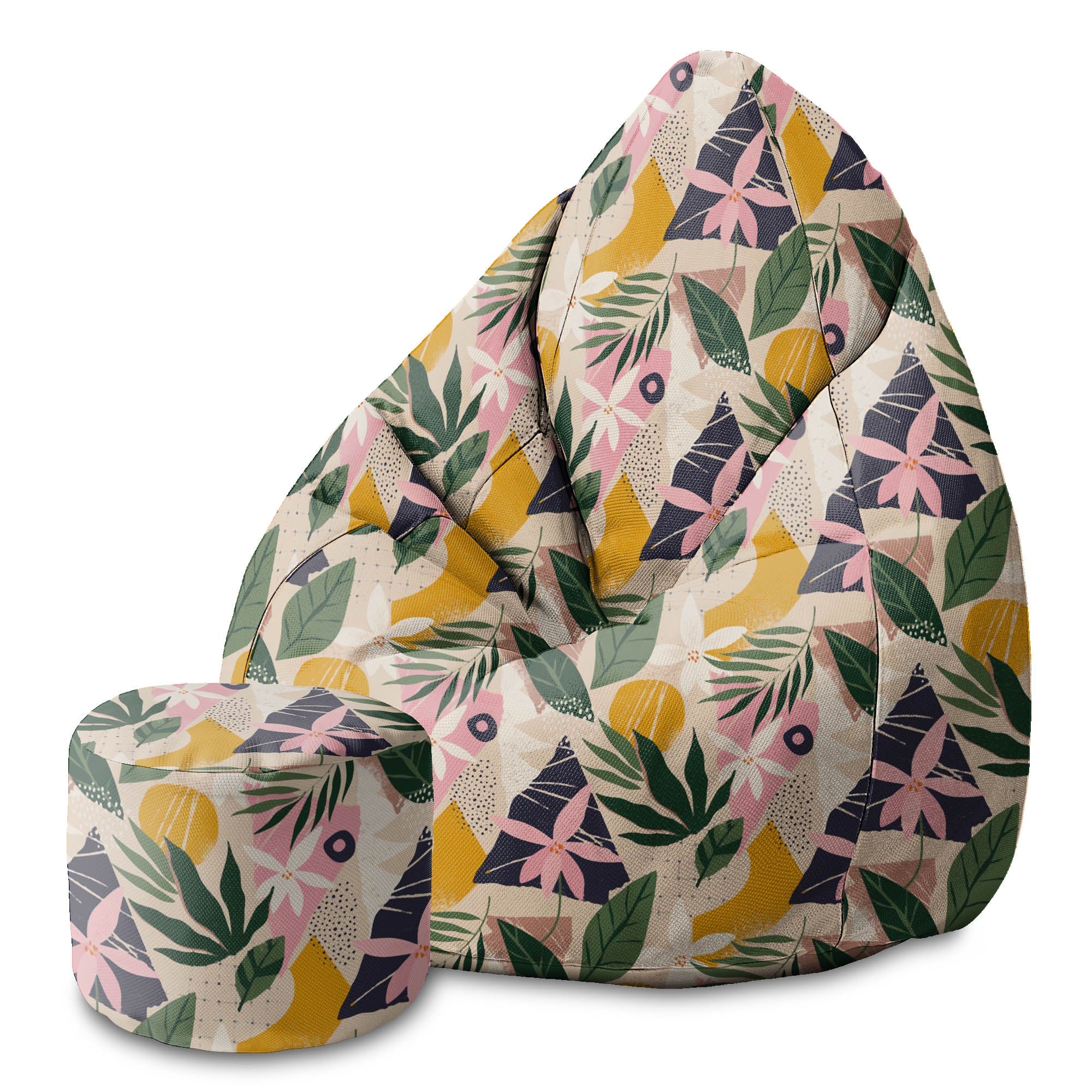 Runder Hocker Fußstütze Collage Floral-Panama