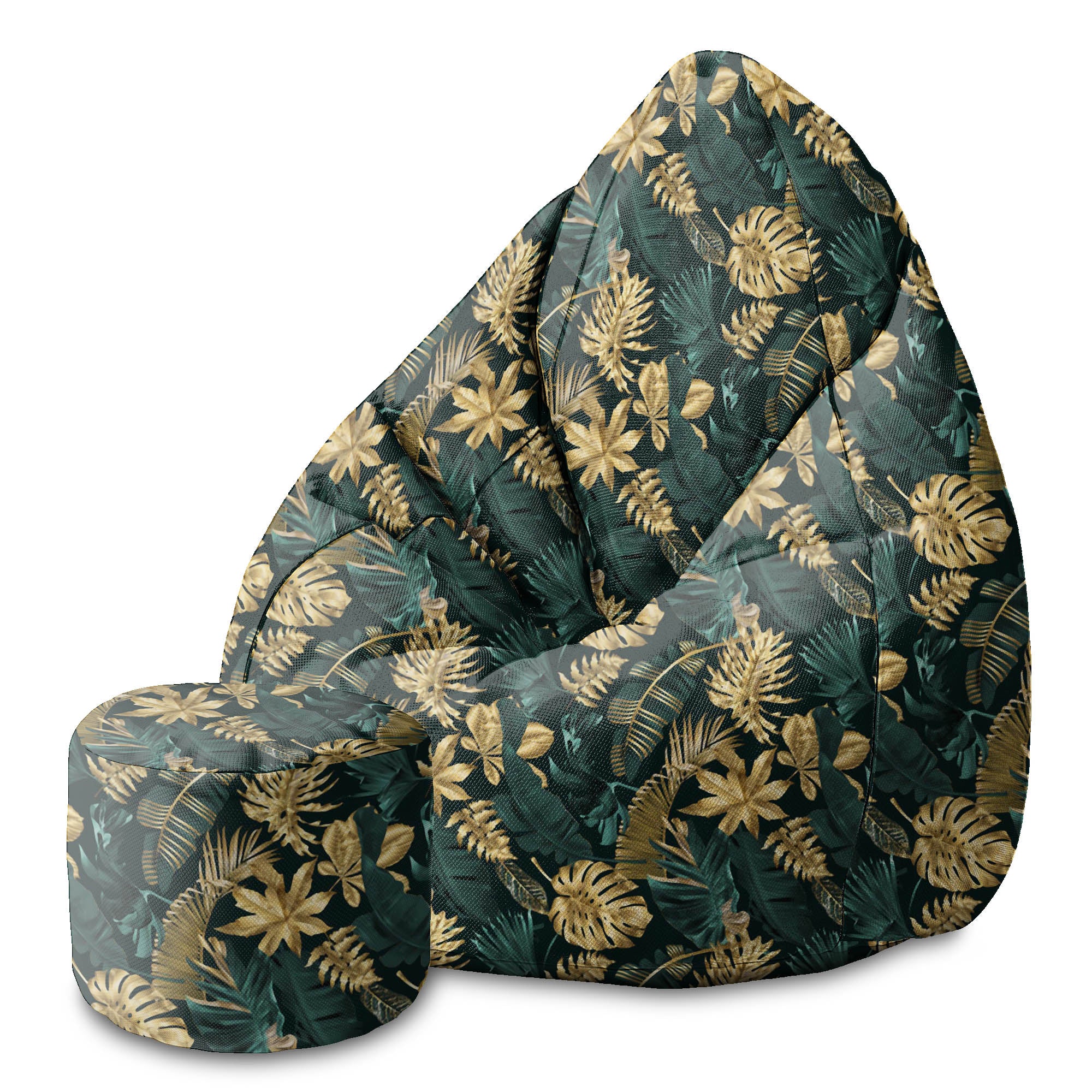 Kulatá taburetka podnožka Monstera Gold Green-Oxford