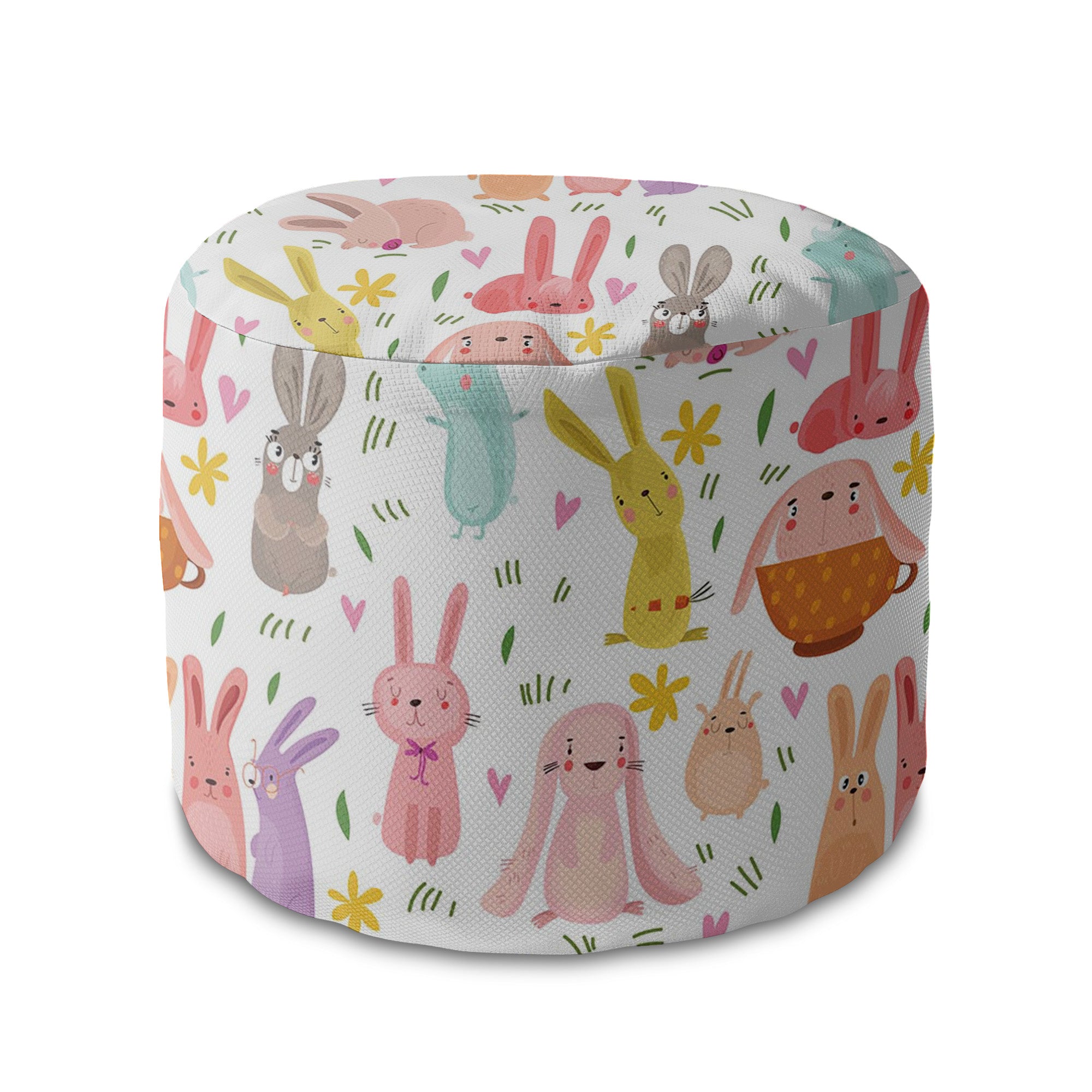 Kulatá podnožka Puf Colorful Rabbits