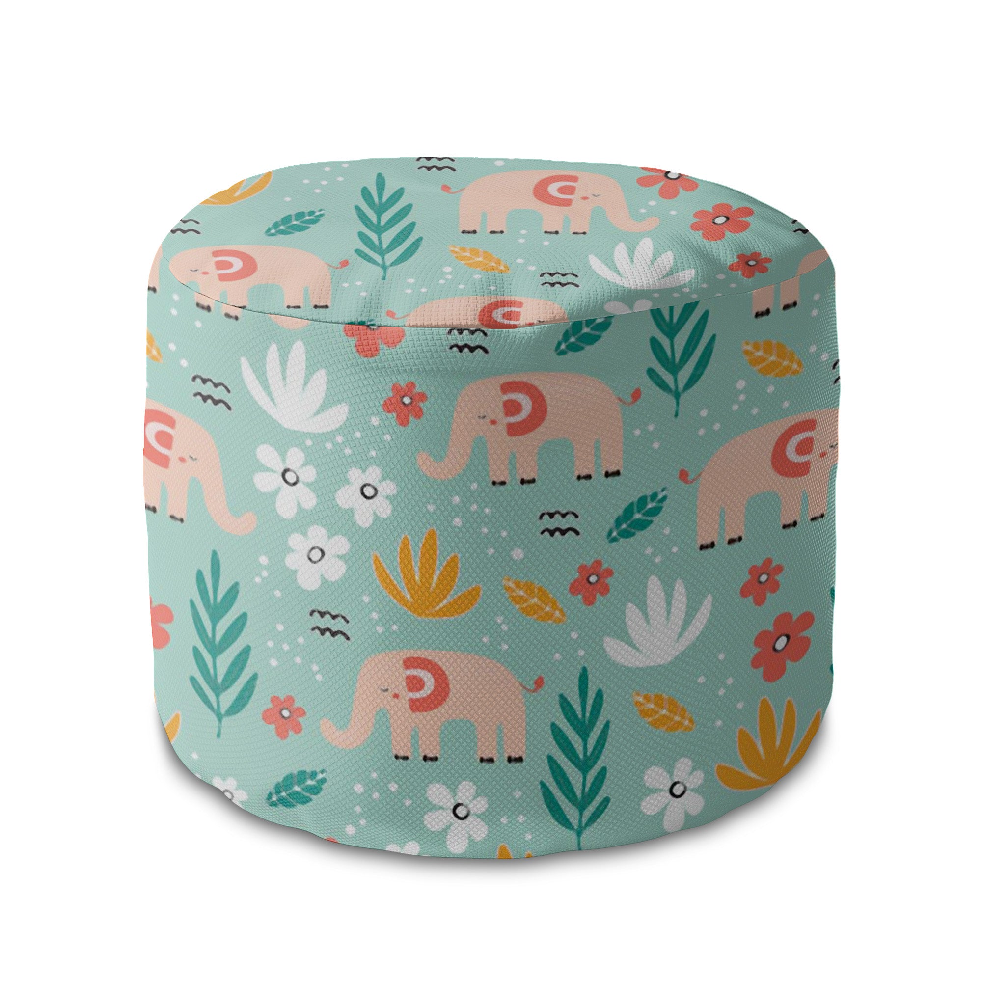 Round pouf footstool Elephant Morning
