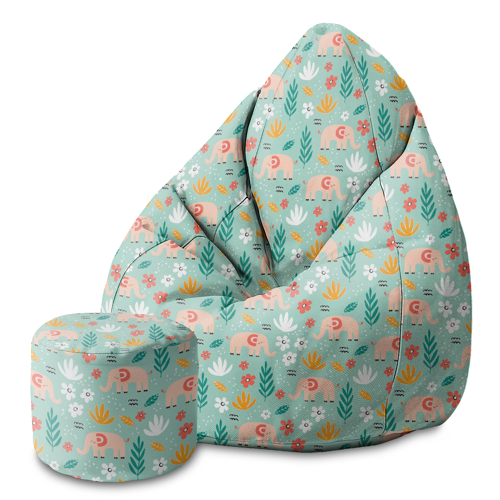Round pouf footstool Elephant Morning