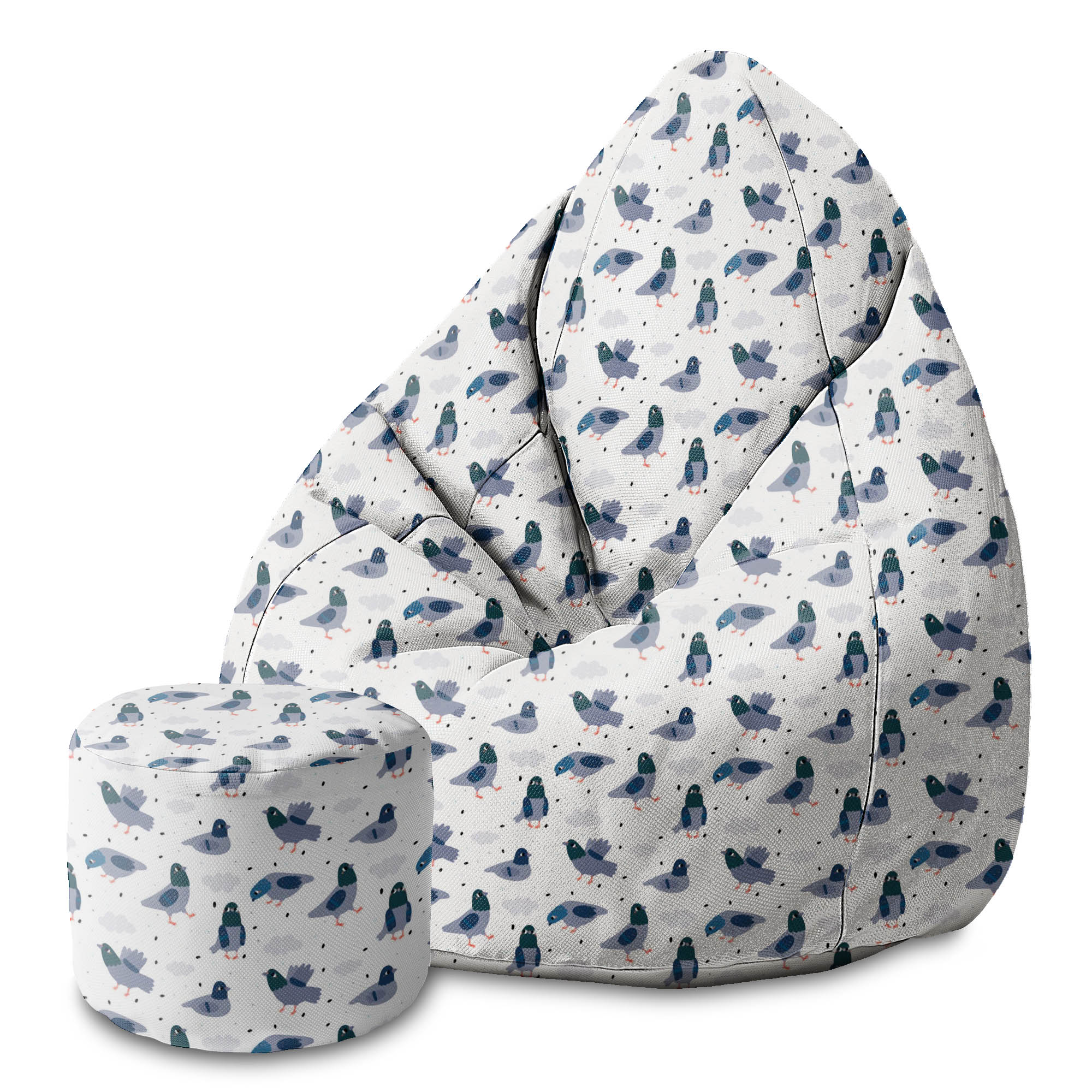 Round pouf footstool Doves-Panama