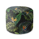 Round Pouf Footstool Watercolor on Black-Oxford