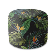 Round Pouf Footstool Watercolor on Black