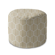 Round Pouf Footstool Hexagonal Gold-Panama