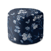 Runder Hocker Fußstütze Blau Botanisch-Oxford