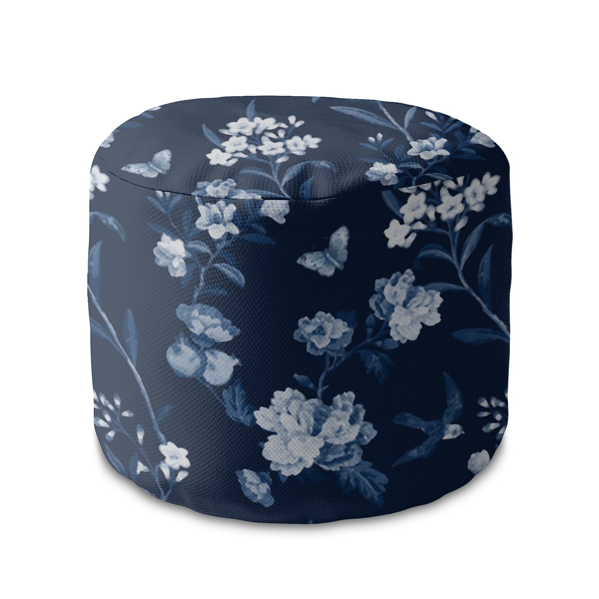 Runder Hocker Fußstütze Blau Botanisch-Oxford