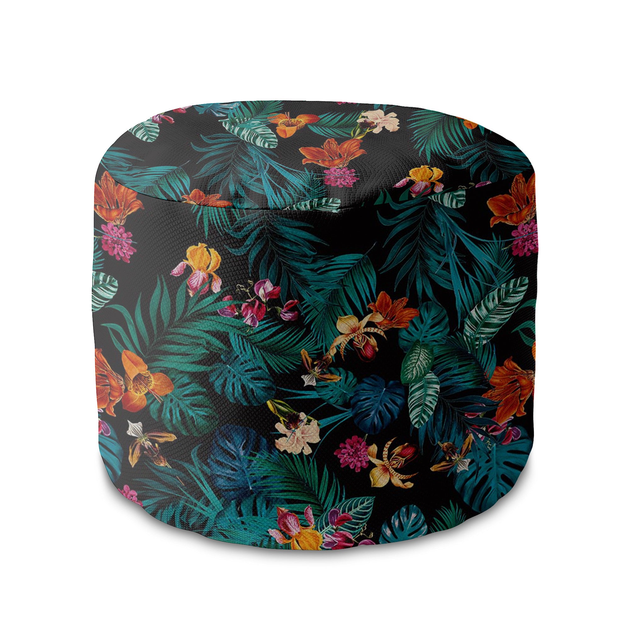Runder Hocker Fußstütze Dark Botanical Red-Oxford