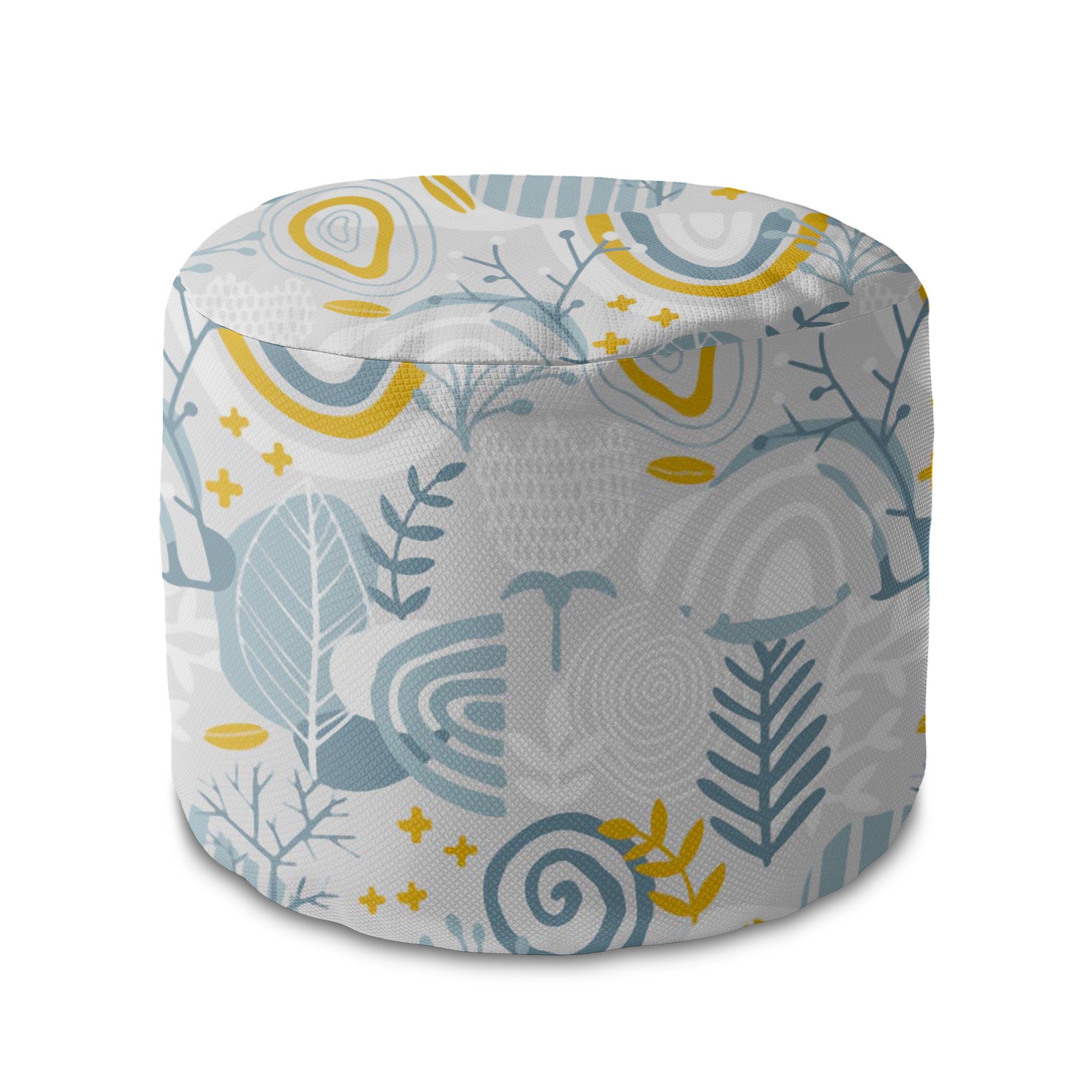 Kulatá podnožka Puf Grey Floral Pattern-Oxford