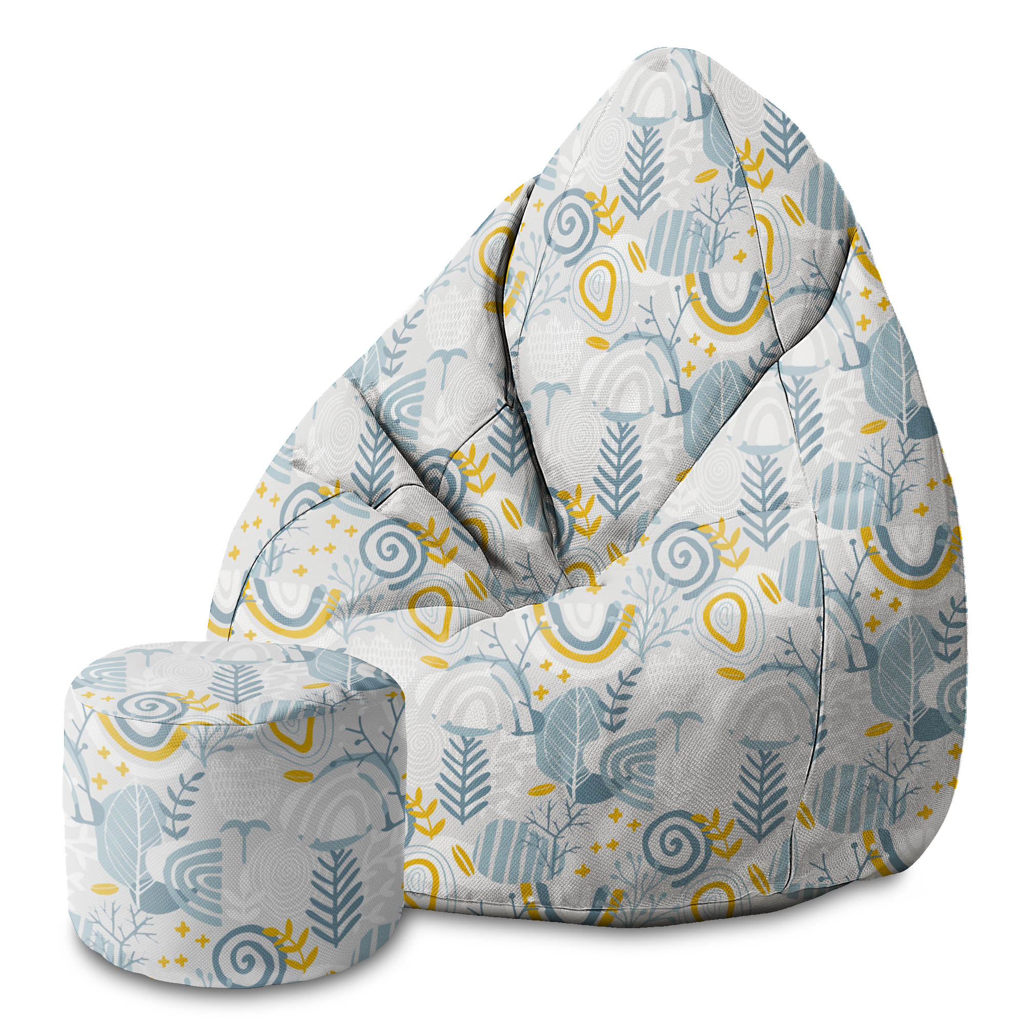 Kulatá podnožka Puf Grey Floral Pattern-Oxford