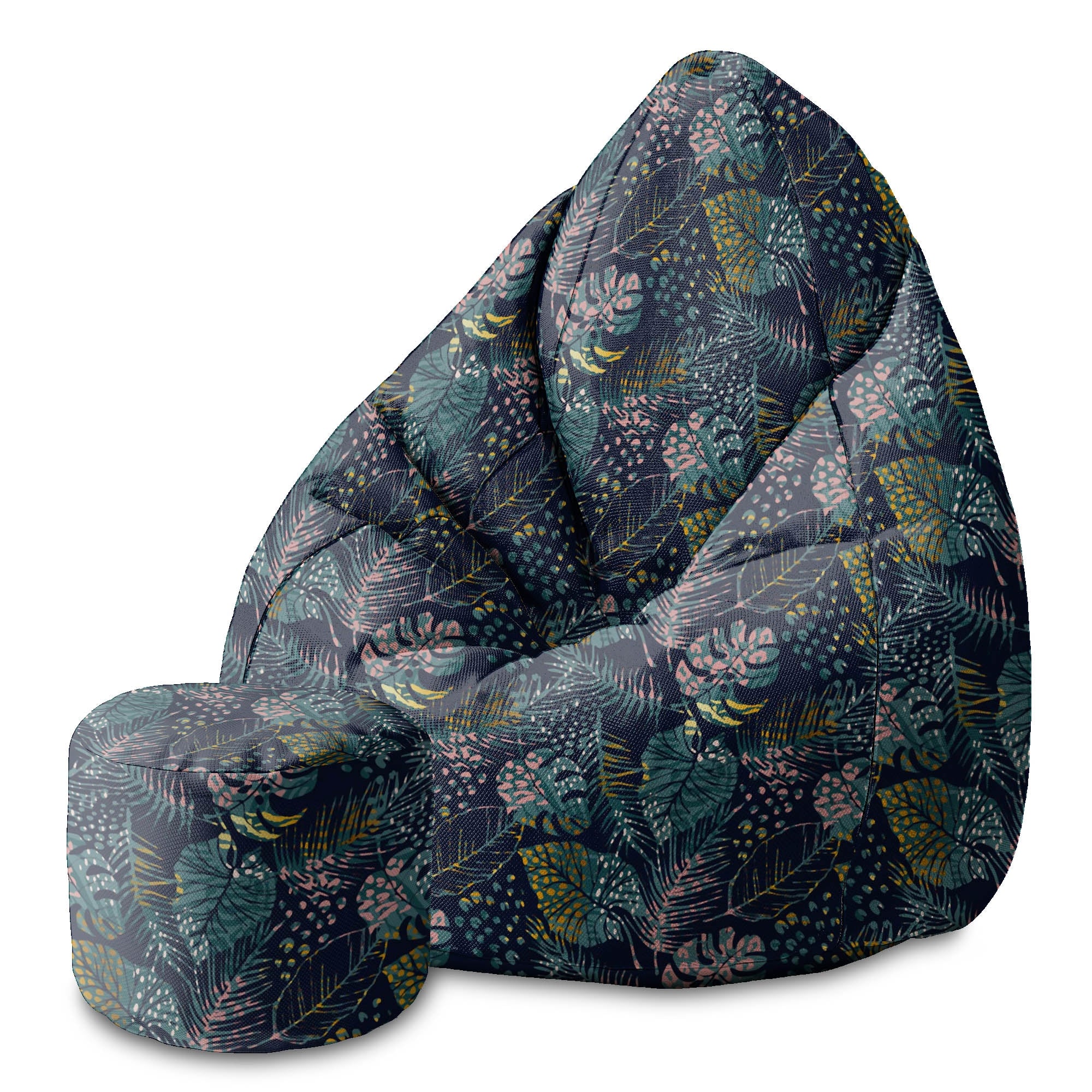 Round Pouf Footstool Animal Textures Plants-Panama