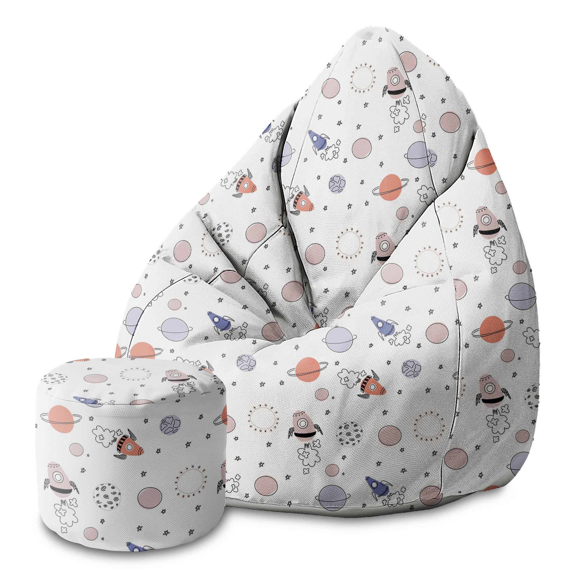 Puf kulatý podnožka Lime Cartoon Galaxy-Velvet