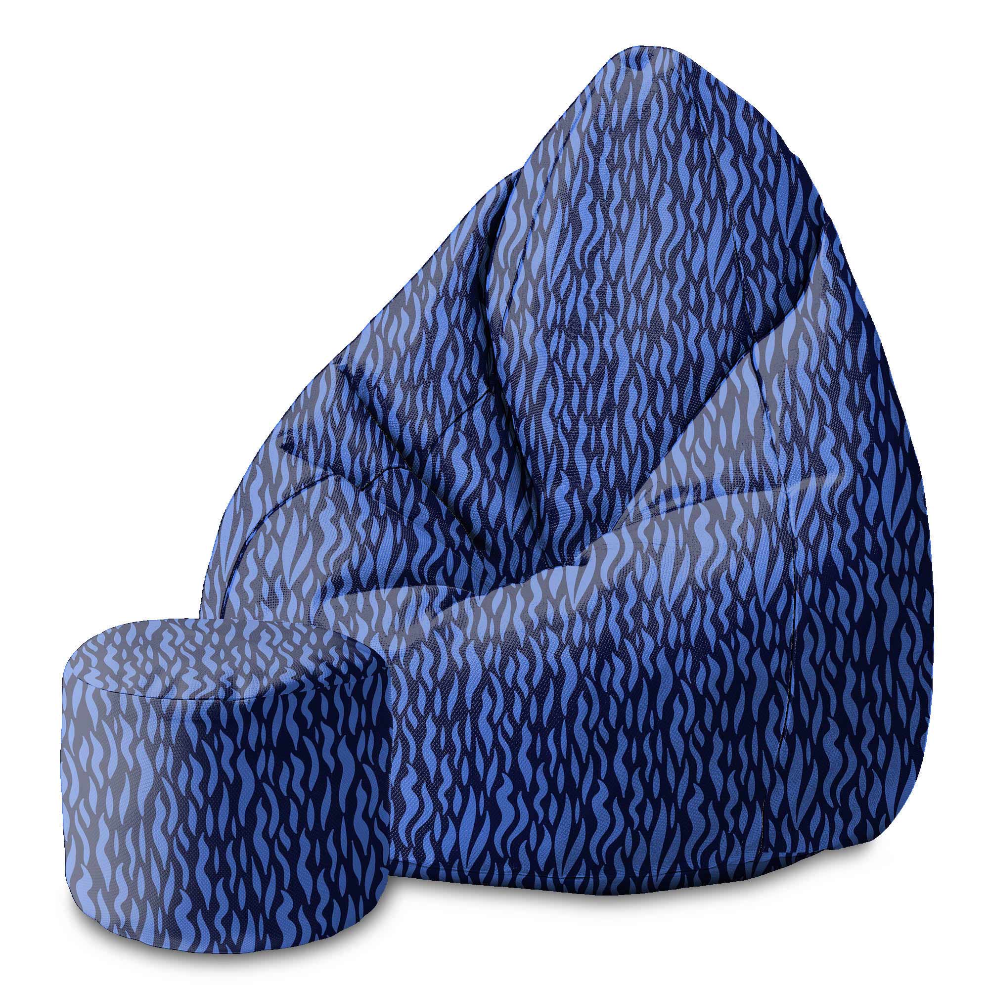 Round pouf footstool Waves On-Velvet