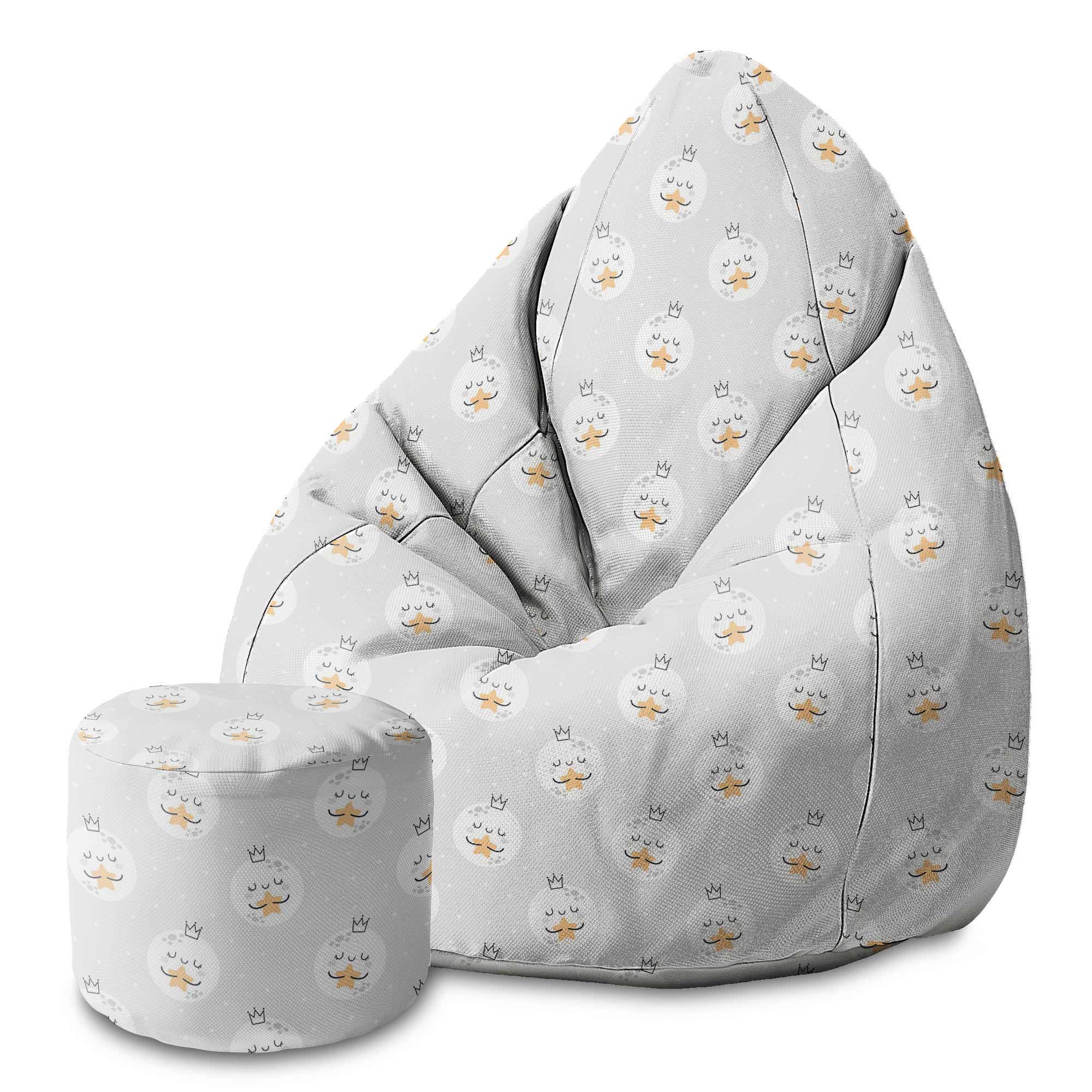Round Pouf Footstool Moon and Star