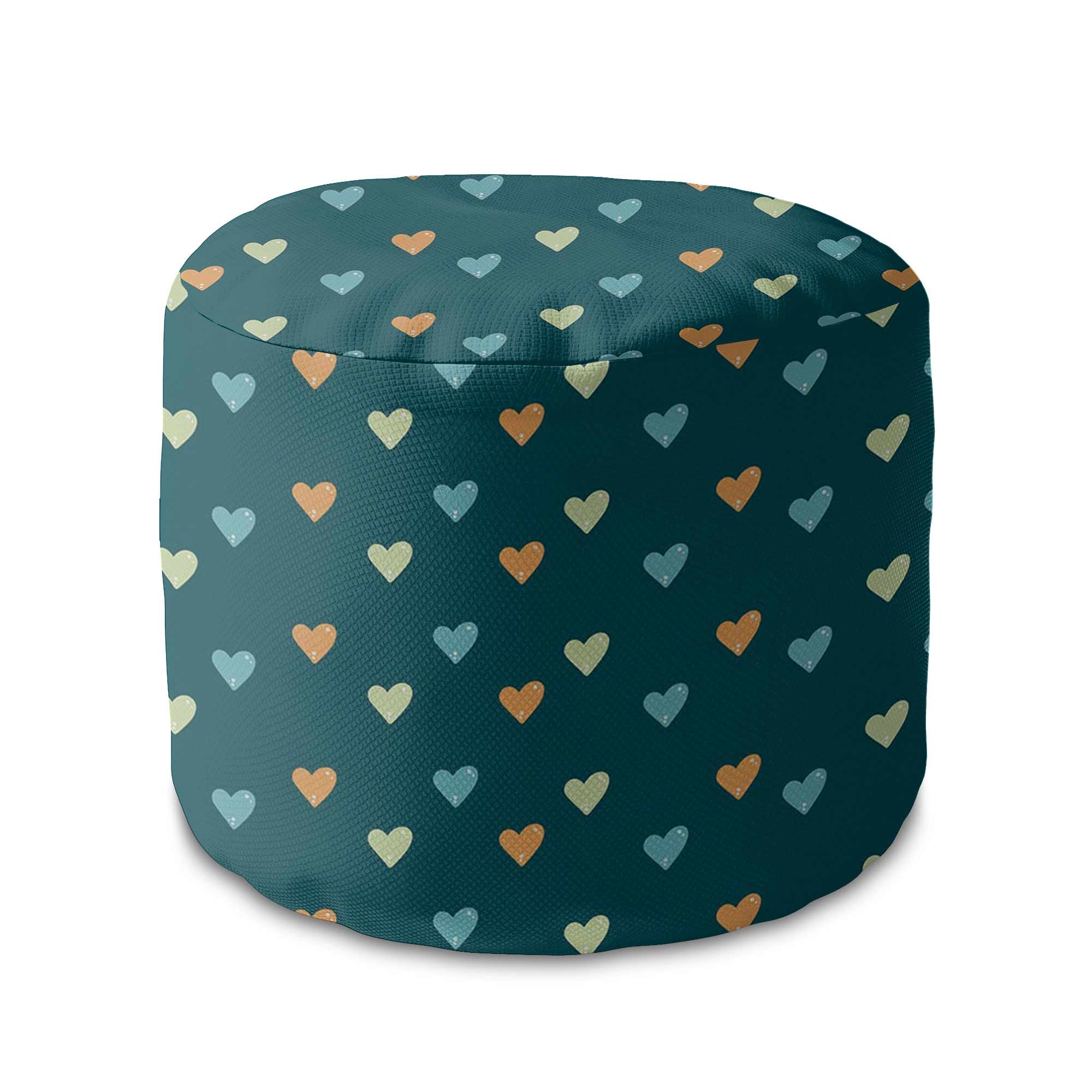 Kulatá podnožka Puf Colorful Hearts