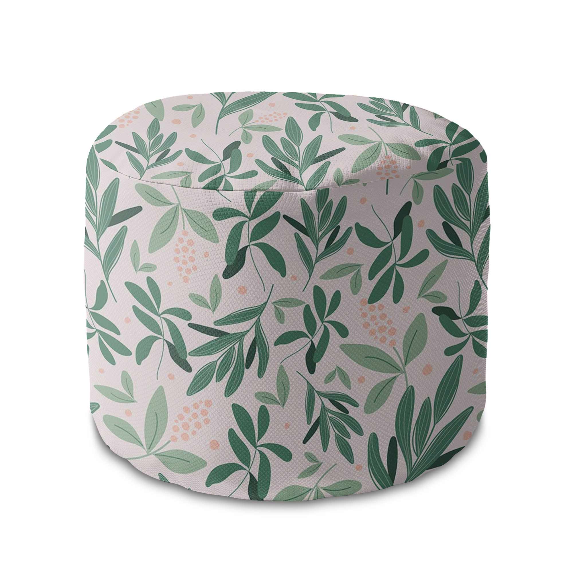 Kulatá taburetka podnožka Olive Leaves na růžové