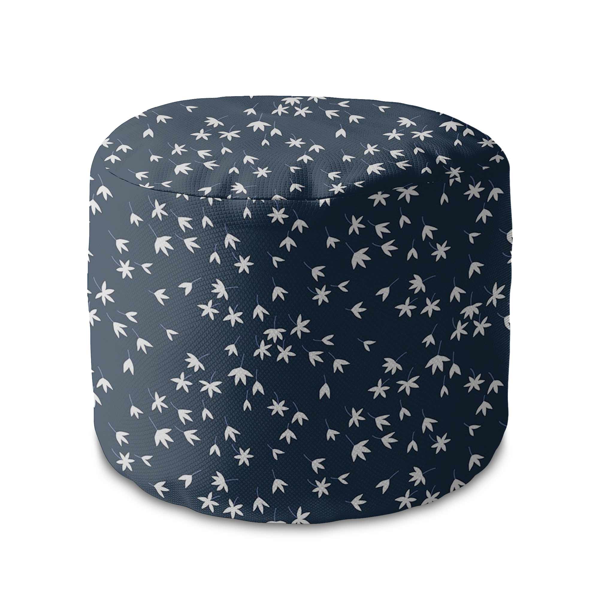 Kulatý puf podnožka Navy Tiny Petal-Oxford