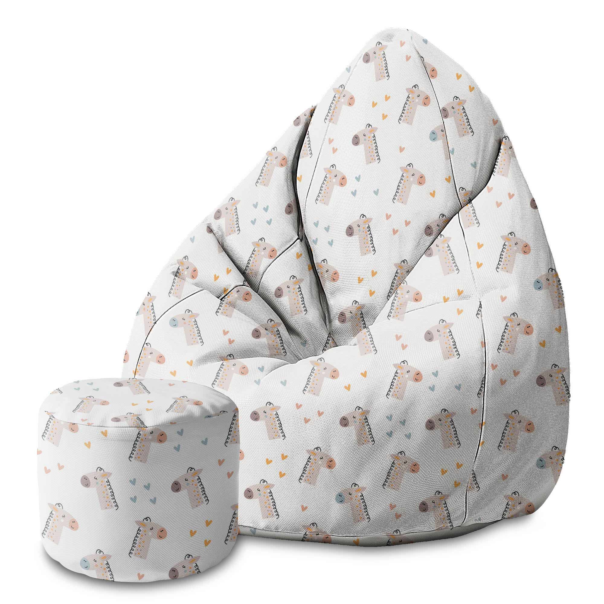 Round pouf footstool Cute Giraffe-Oxford