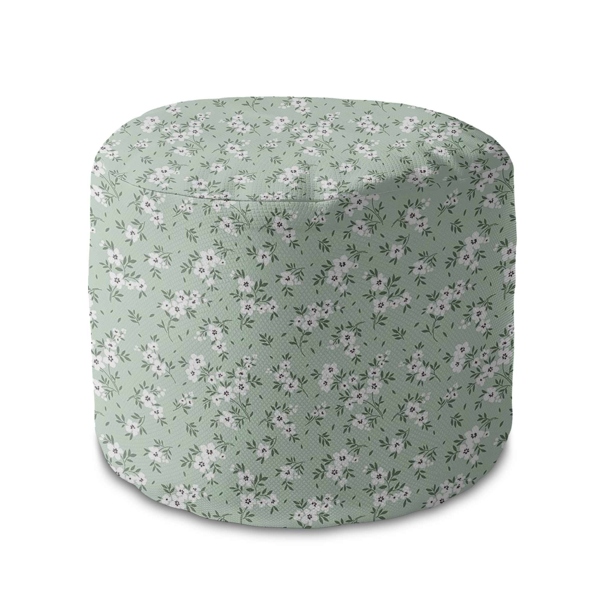 Runder Hocker Fußhocker Tiny White Flowers Meadow-Oxford