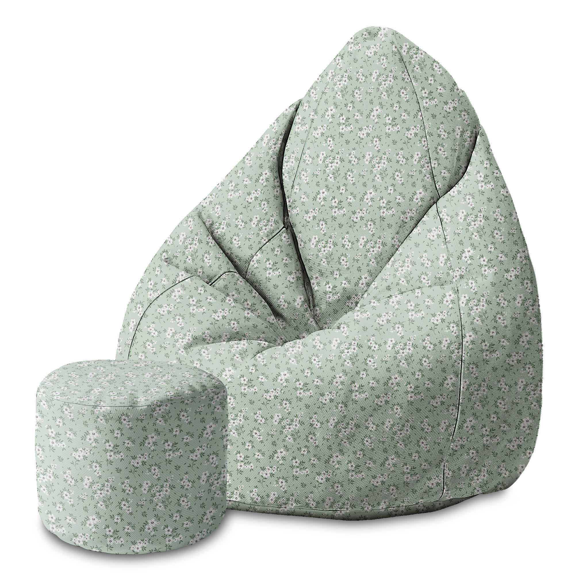 Runder Hocker Fußhocker Tiny White Flowers Meadow-Oxford