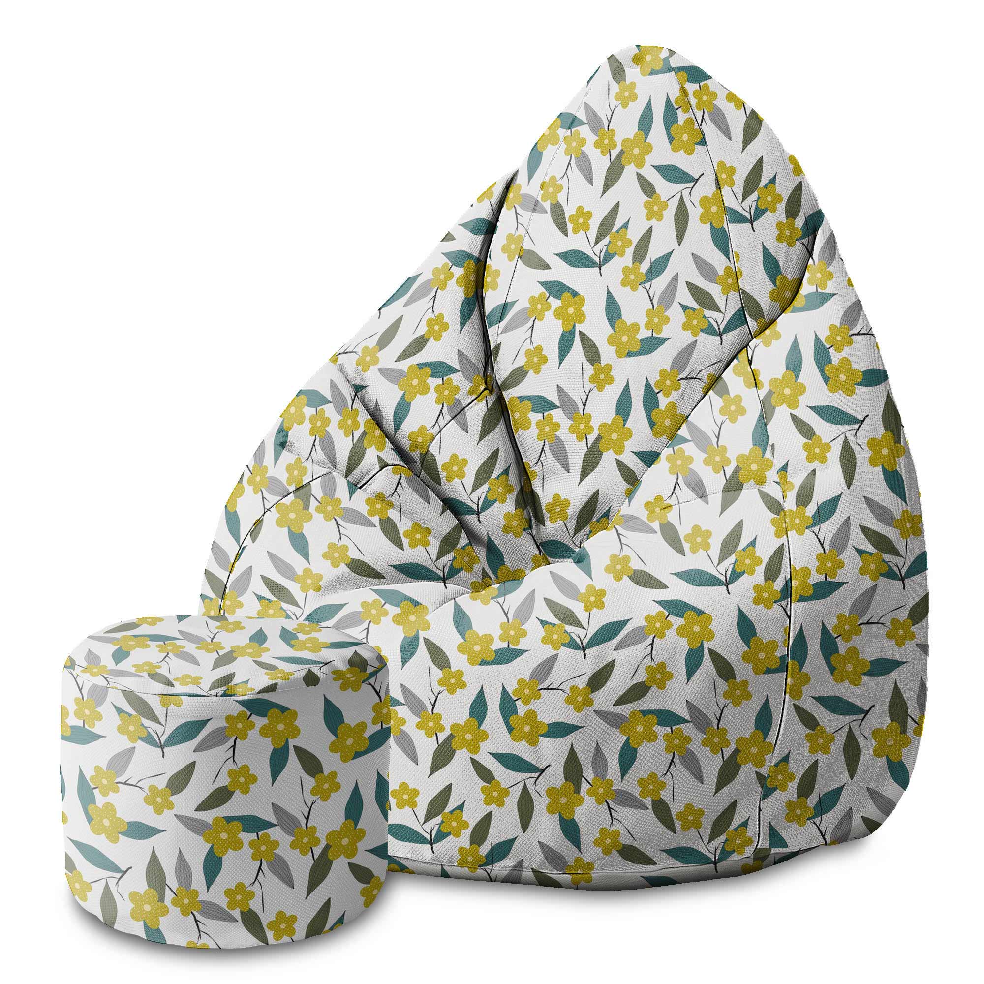 Puf okrągły podnóżek Lemon Flowers-Velvet