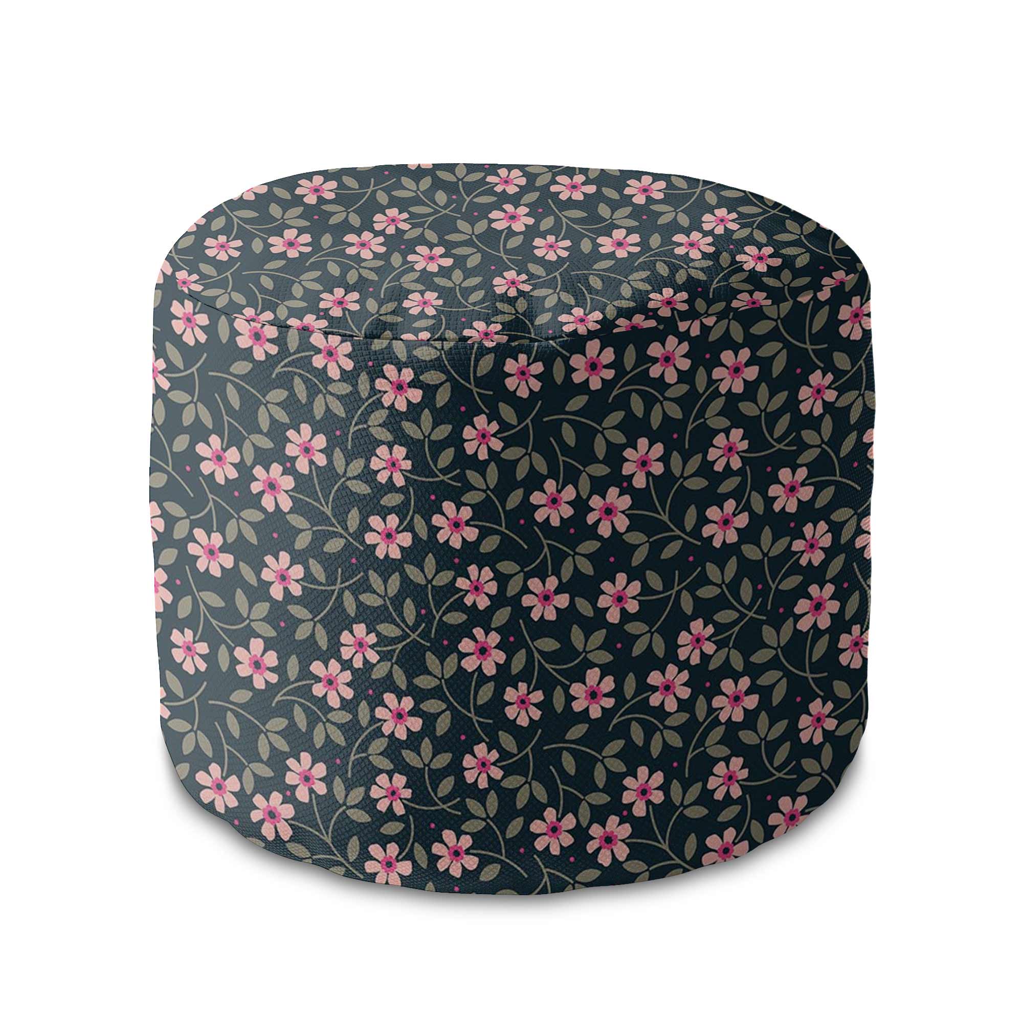 Runder Hocker Fußstütze Romantic Flowers-Velvet