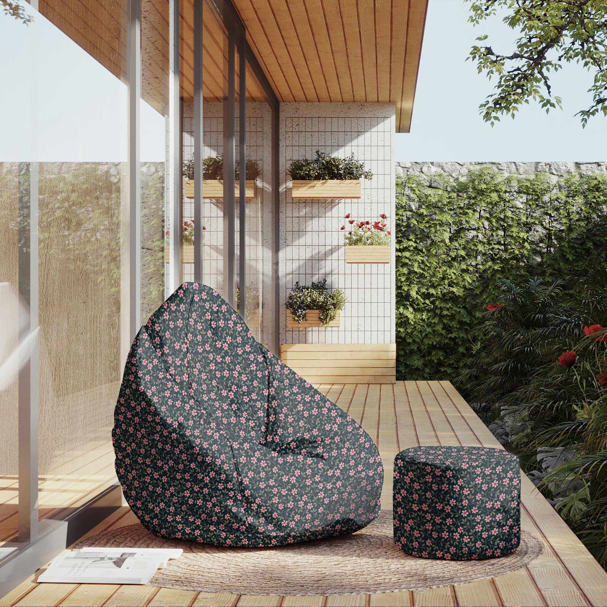 Runder Hocker Fußstütze Romantic Flowers-Velvet