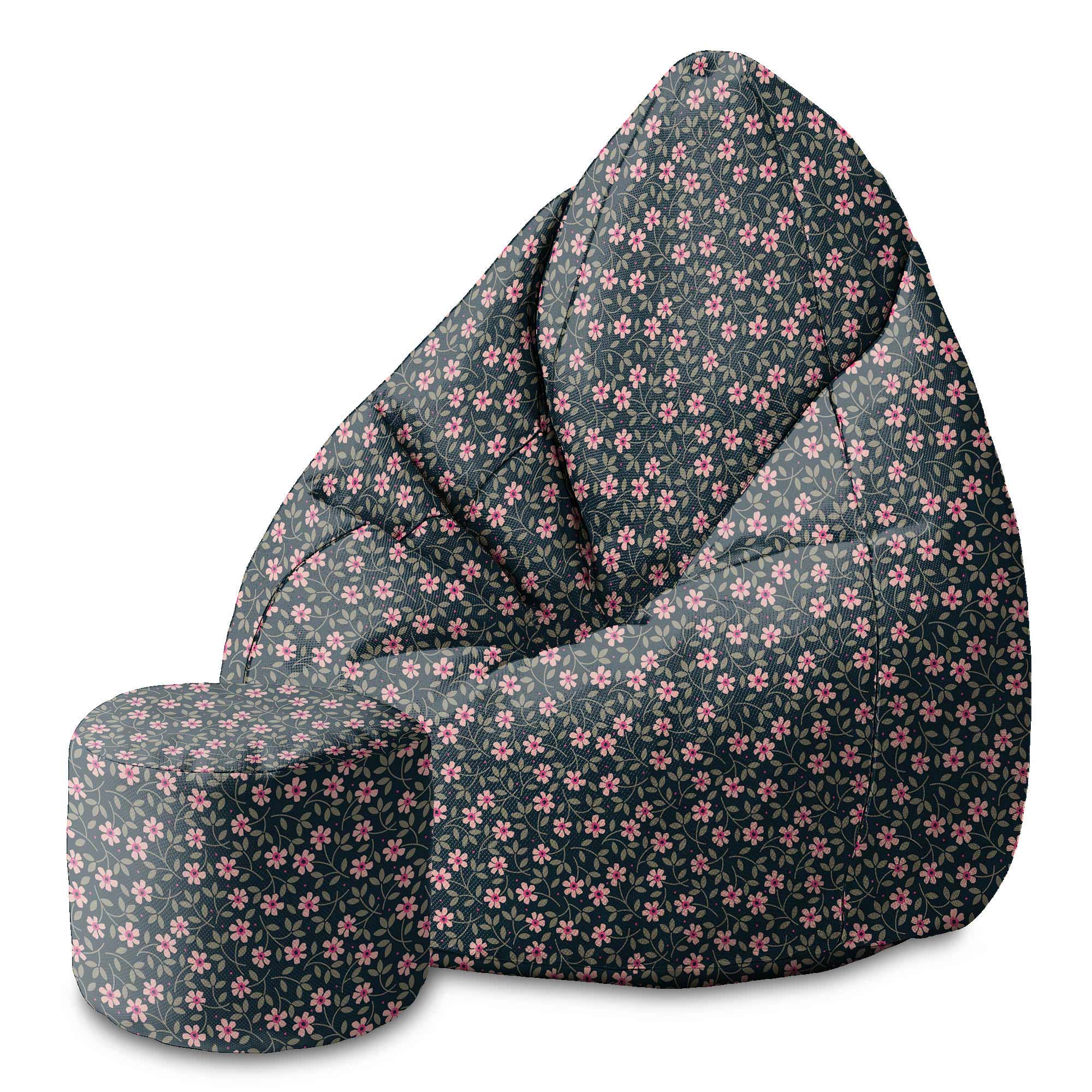 Runder Hocker Fußstütze Romantic Flowers-Velvet