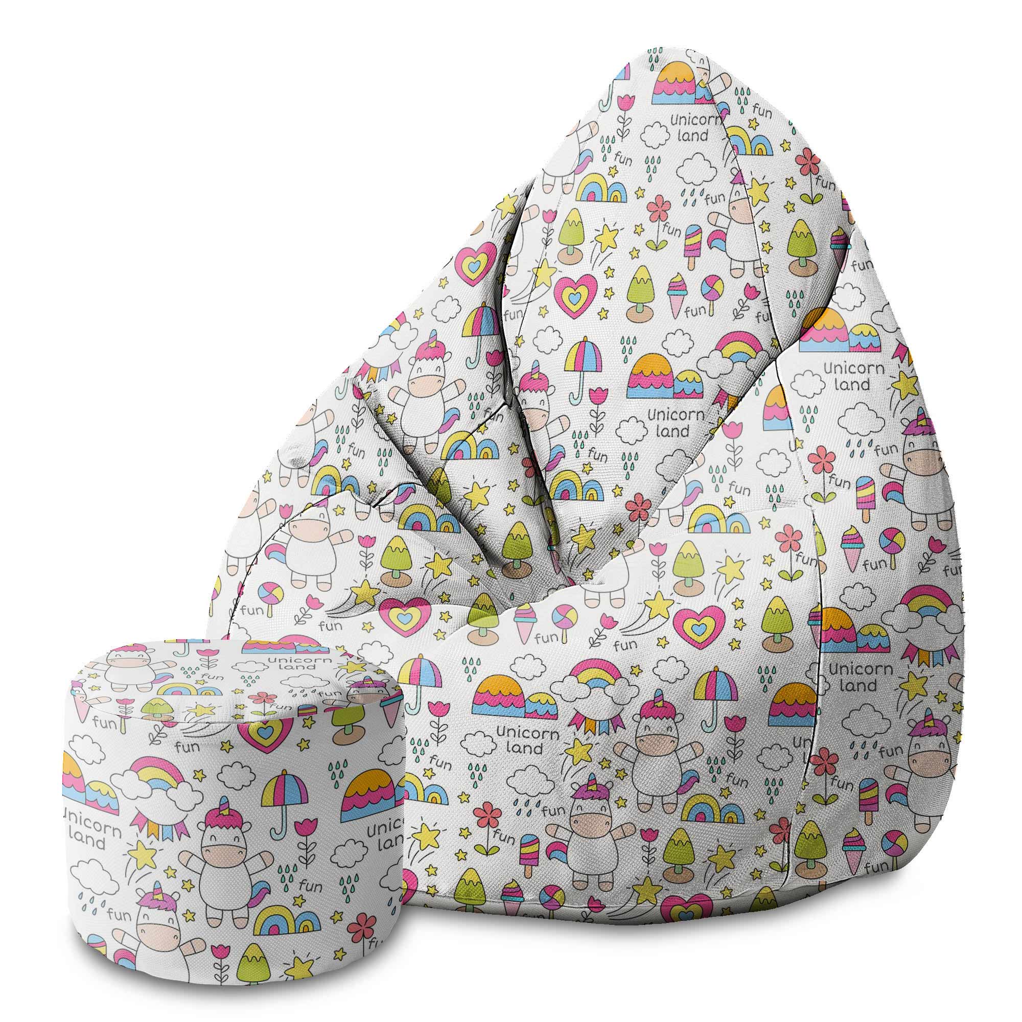 Runder Hocker Fußstütze Unicorn Land-Velvet