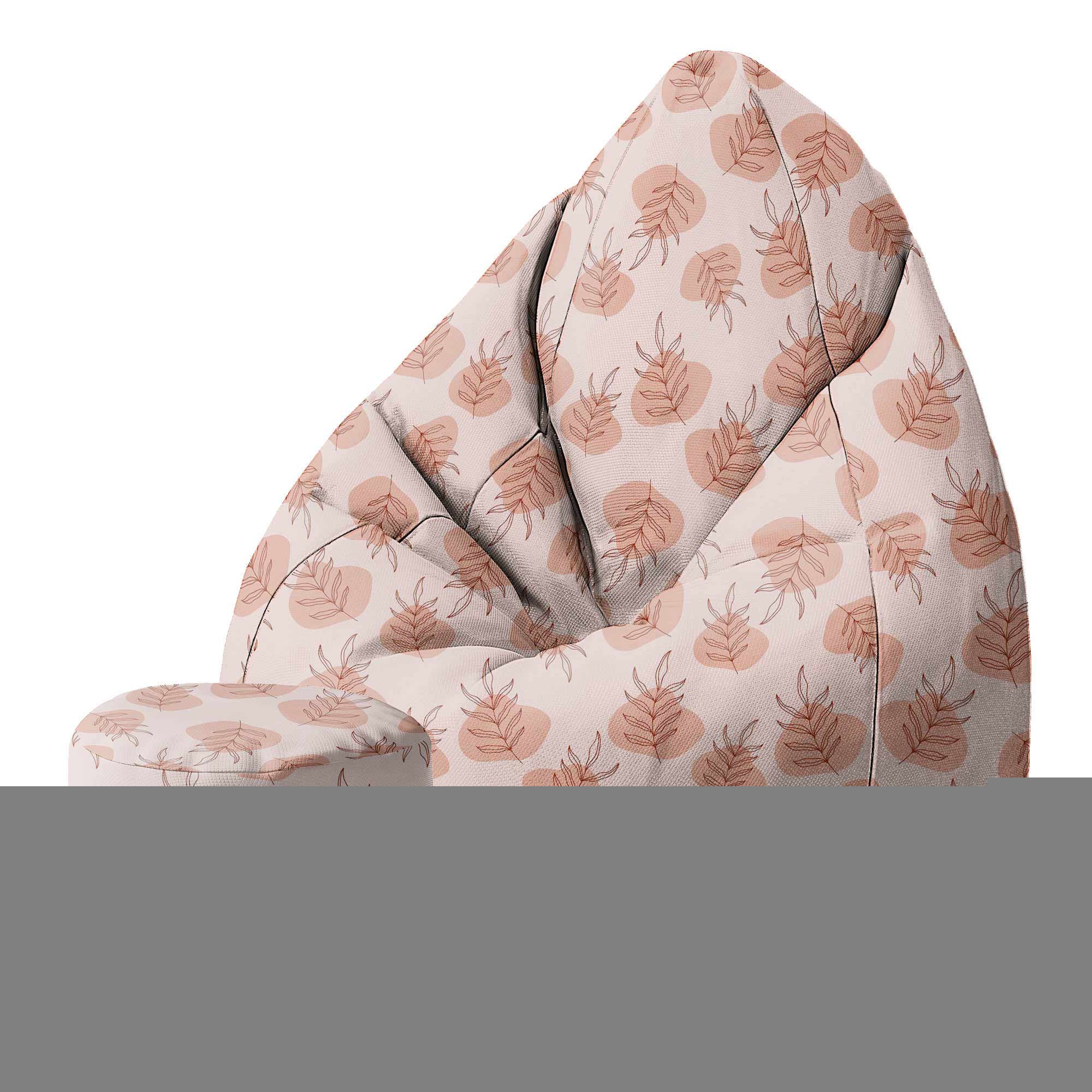 Round Pouf Footstool Botanical Flowers and Leaves-Velvet
