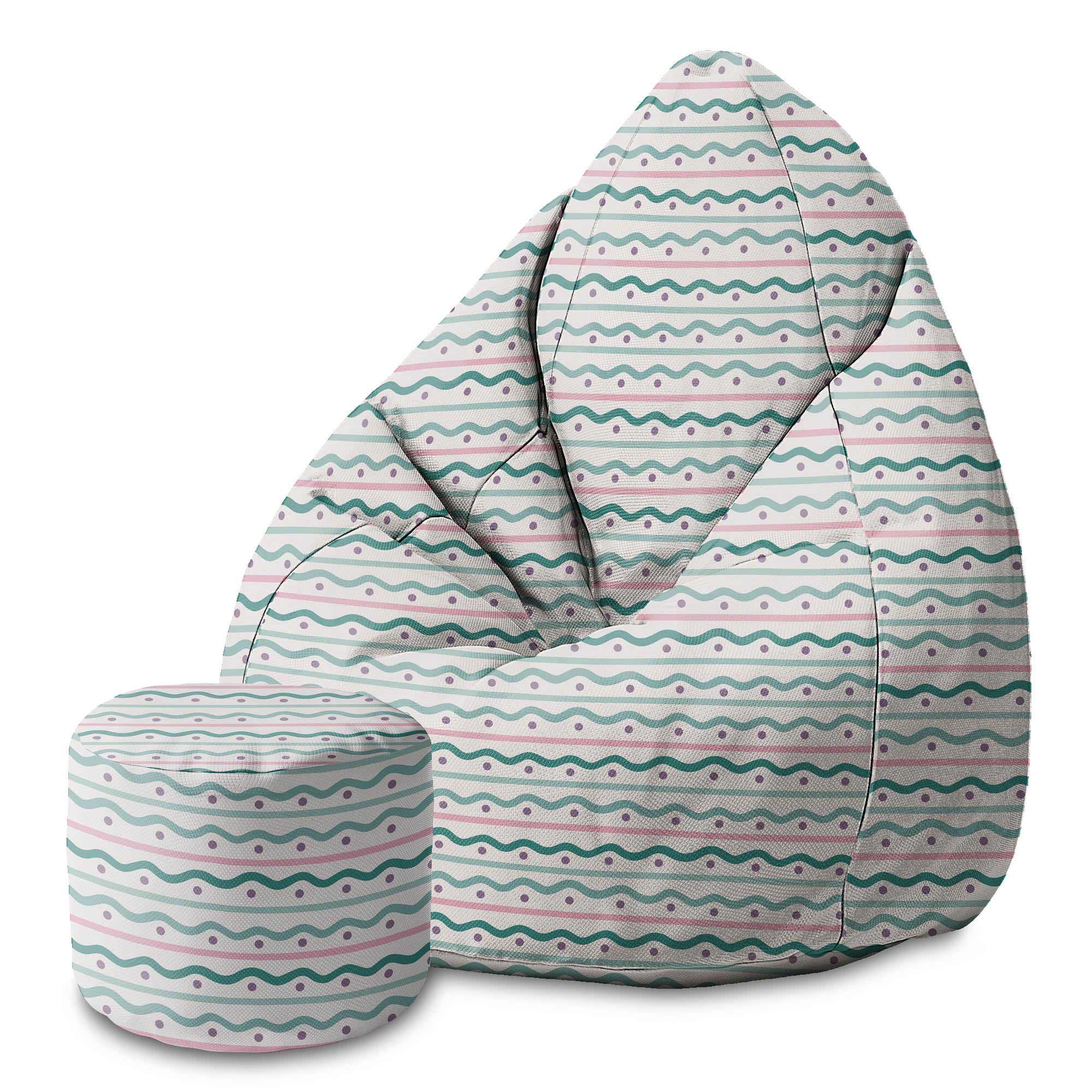 Kulatá taburetka podnožka Lines and Dots-Velvet