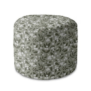Runder Hocker Fußstütze White Berries auf Olive-Samt