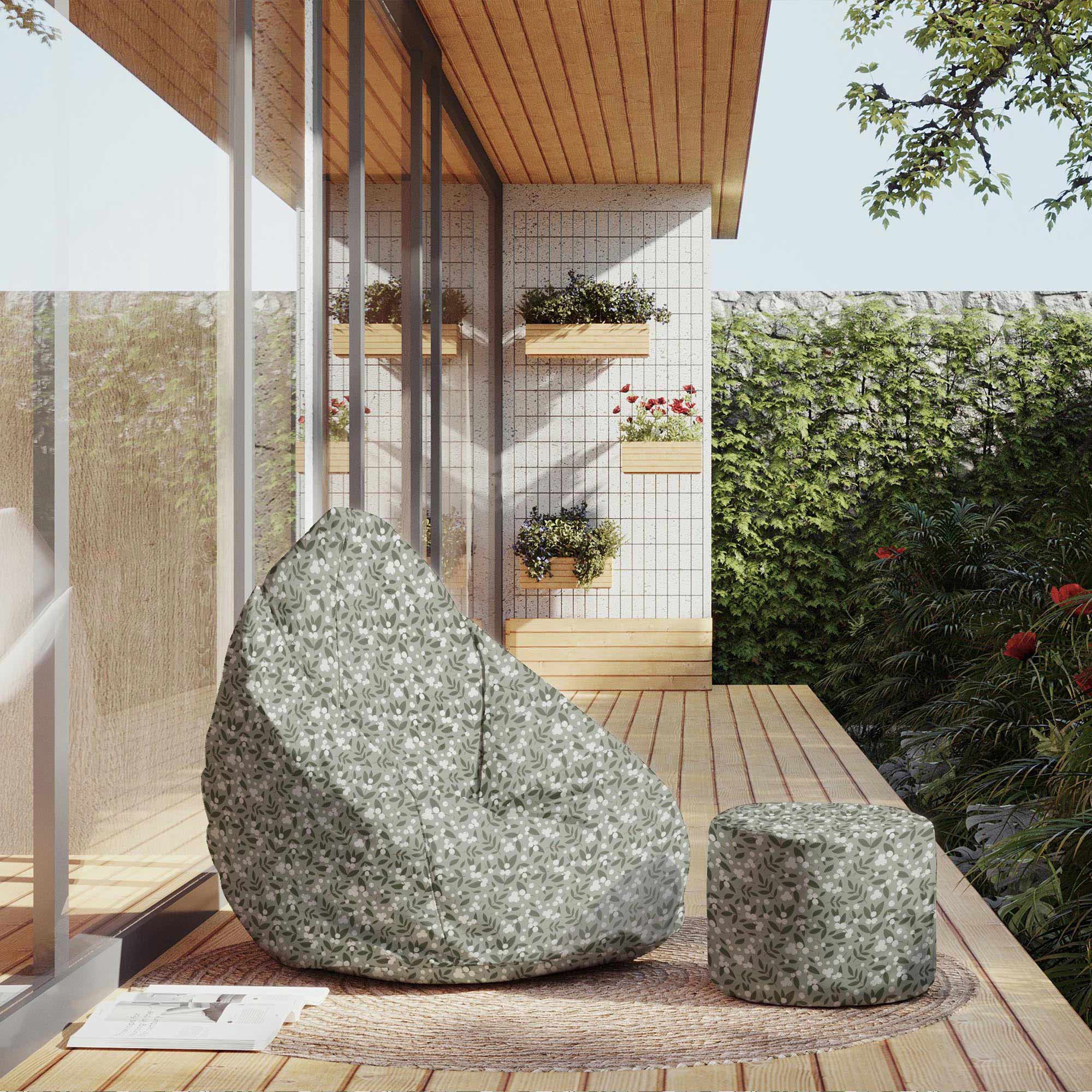 Runder Hocker Fußstütze White Berries auf Olive