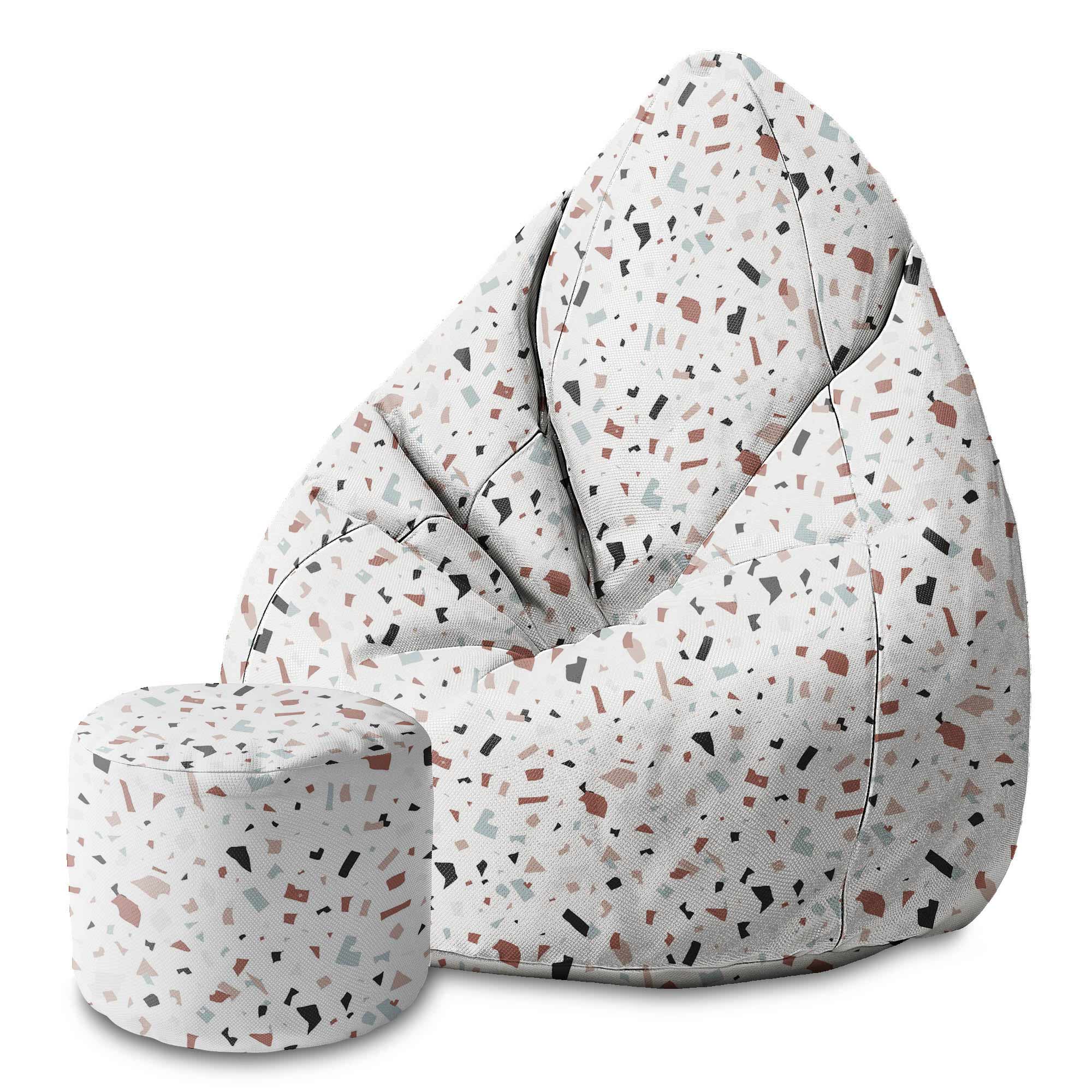 Okrúhly puf na nohy Brown Terrazzo