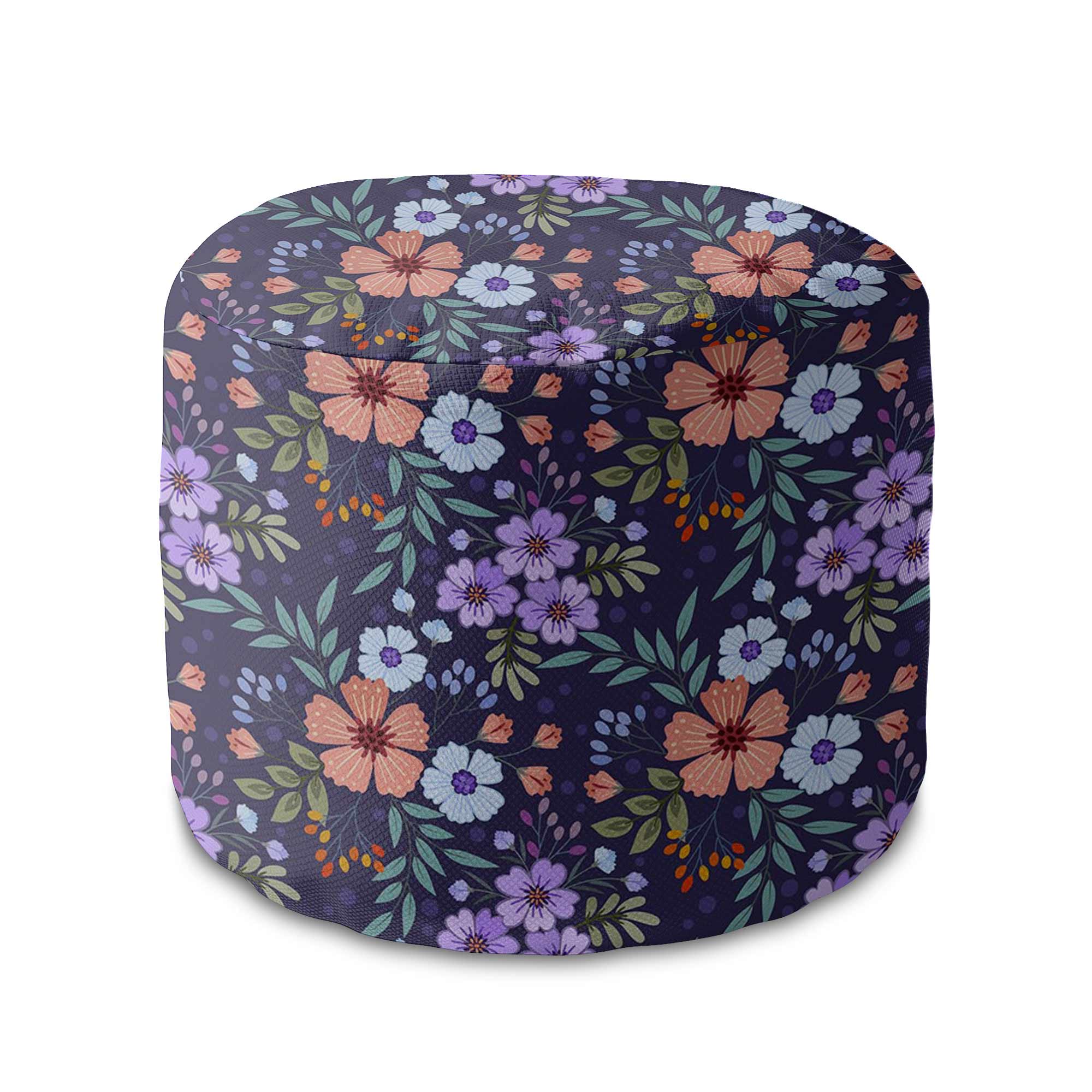 Okrúhly puf na nohy Botanical Pattern