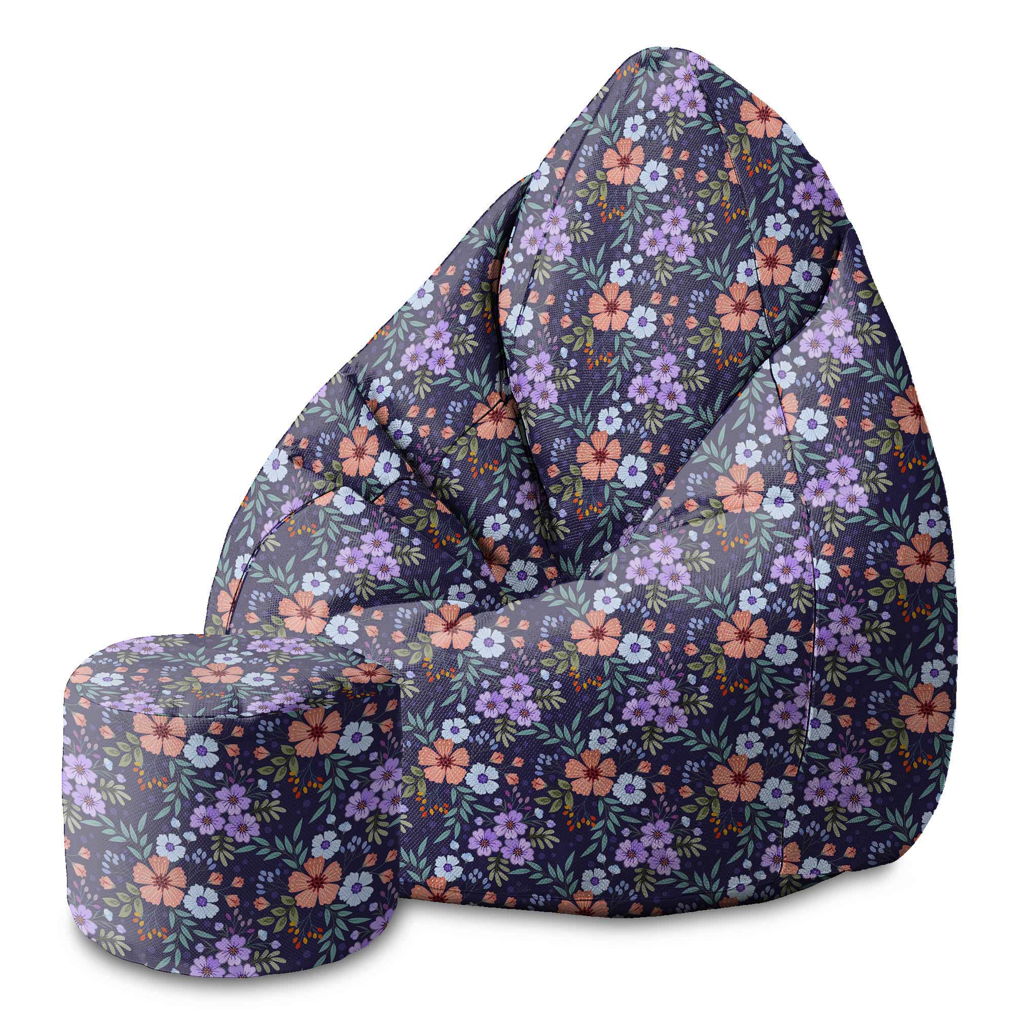 Okrúhly puf na nohy Botanical Pattern