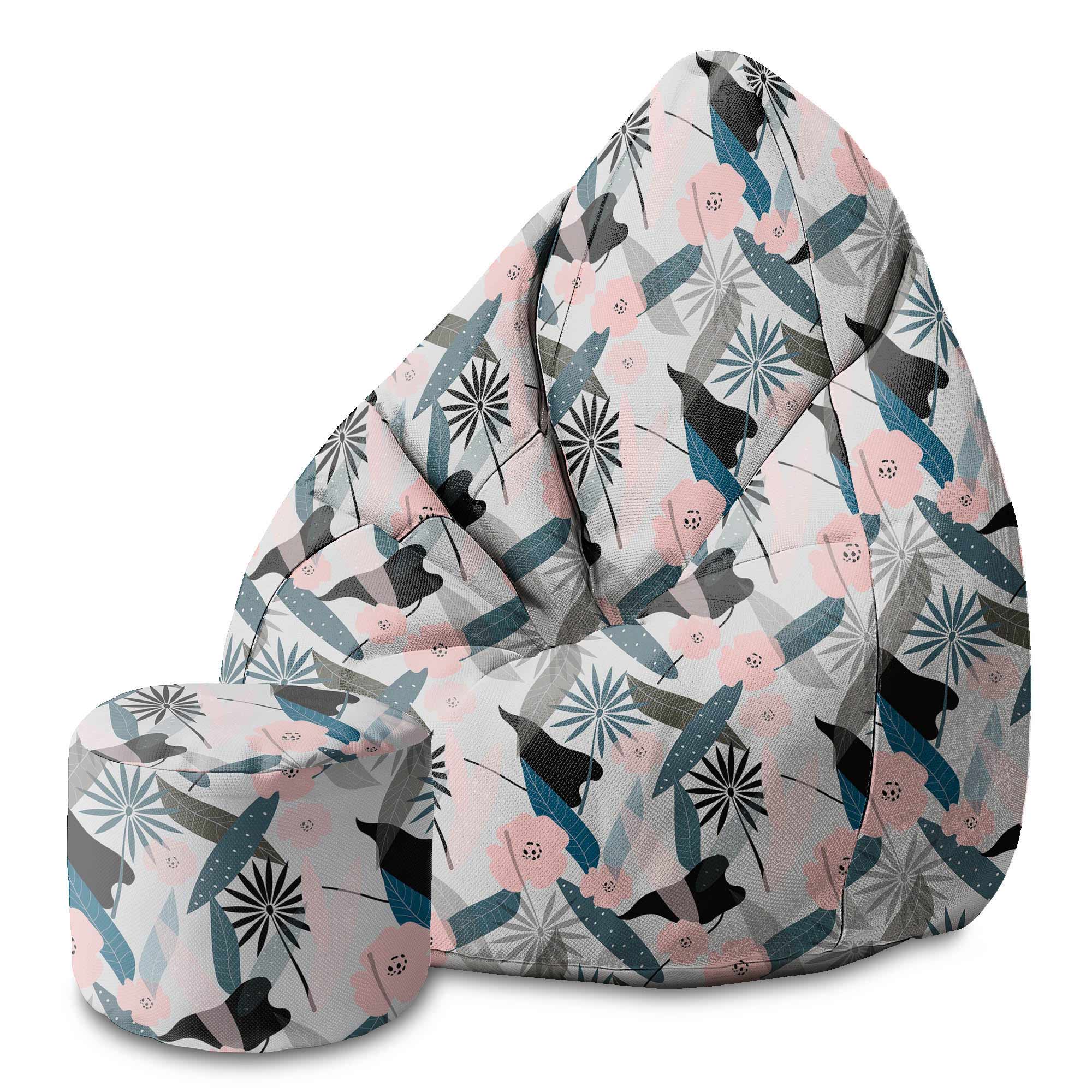 Runder Hocker Fußstütze Early Morning Flowers-Velvet