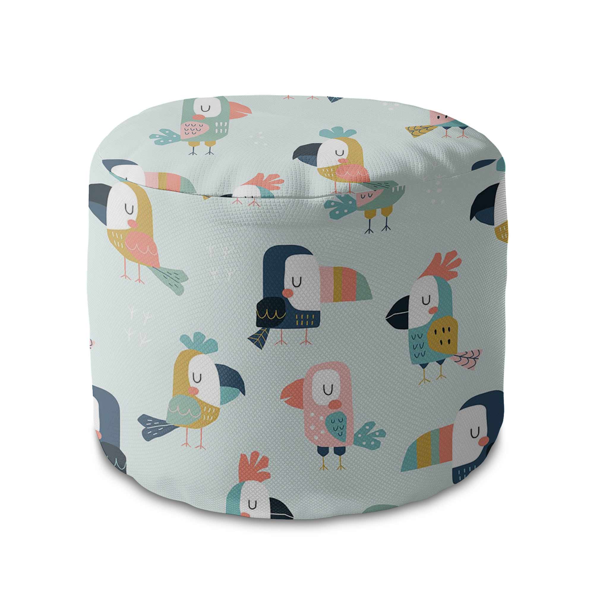 Kulatá podnožka puf Cute Parrots