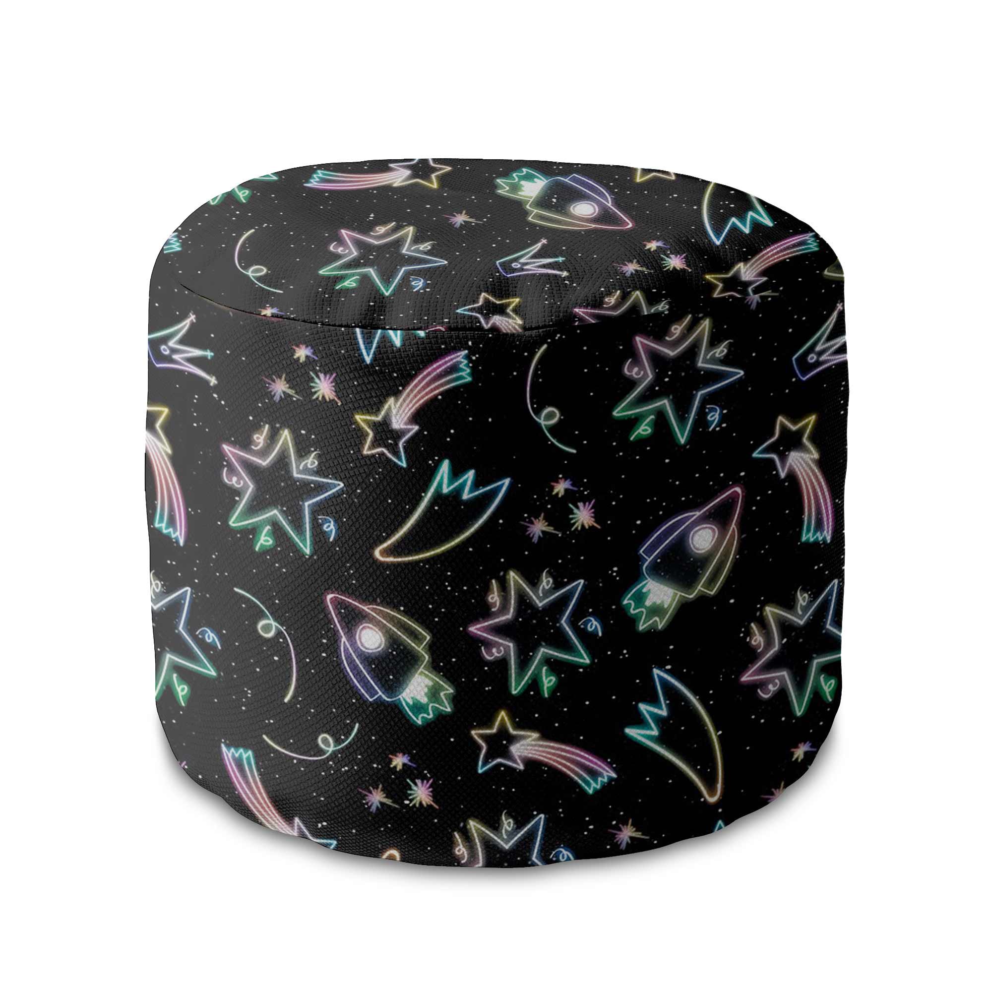Runder Hocker Fußstütze Neon-Galaxie-Velvet
