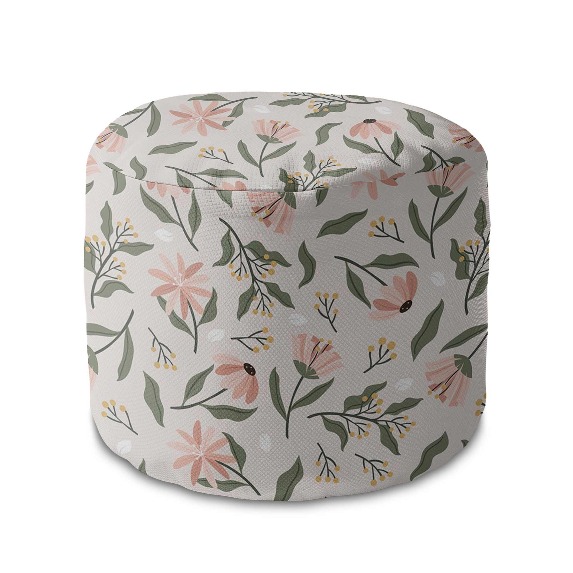 Okrúhly puf na nohy Peach Tones Flowers-Velvet