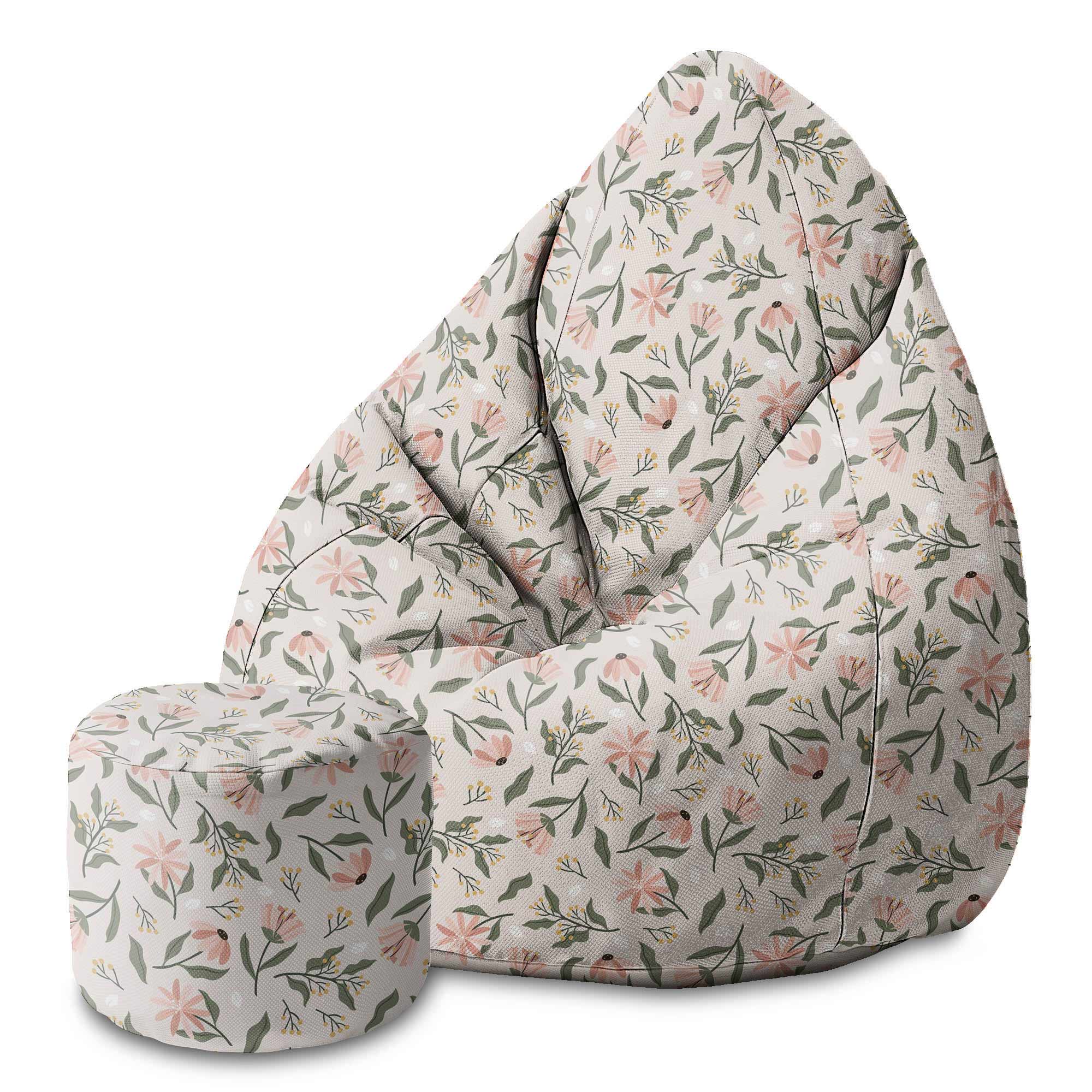 Okrúhly puf na nohy Peach Tones Flowers-Velvet