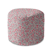 Kulatá podnožka Puf Small Pinky Flowers-Velvet