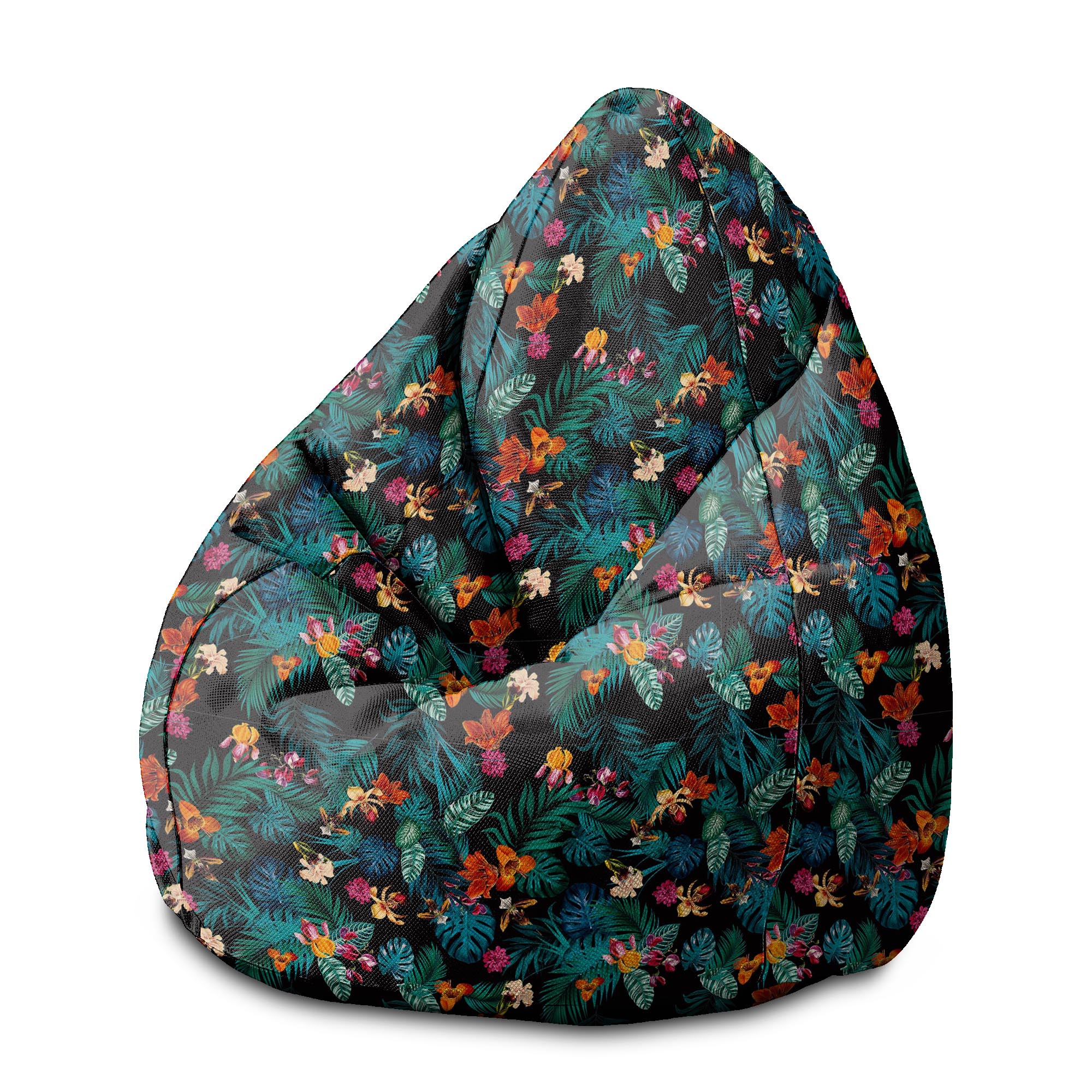 Pearshape Dark Botanic Red Pouf-M-Velvet