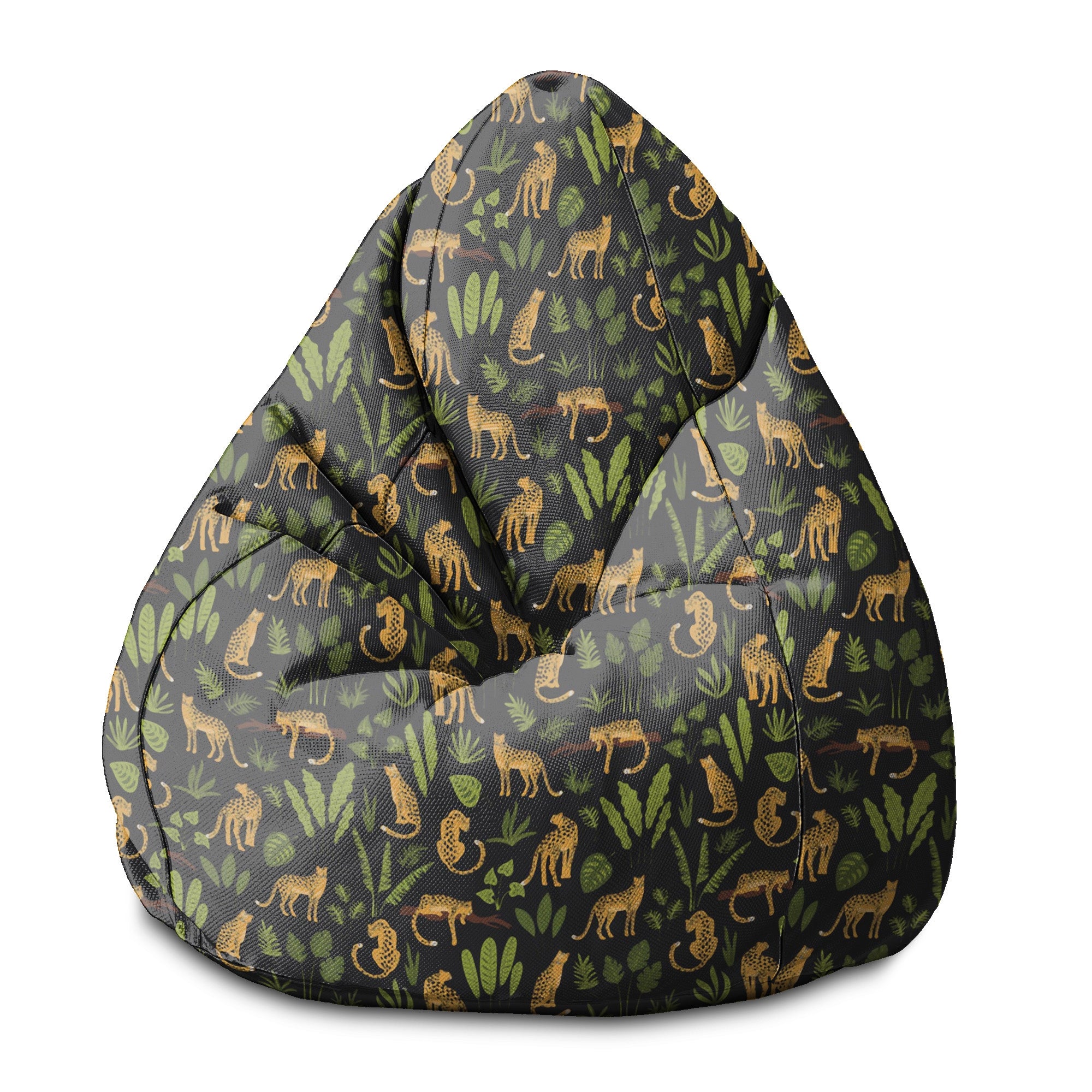 Pearshape Panther Pouf on Black-S-Oxford