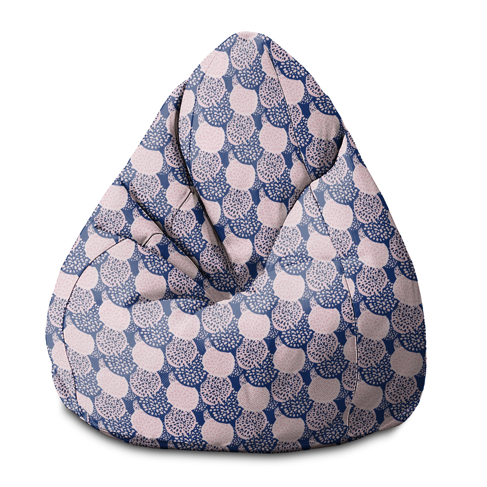 Puf Pearshape růžový a modrý geometrický ornament