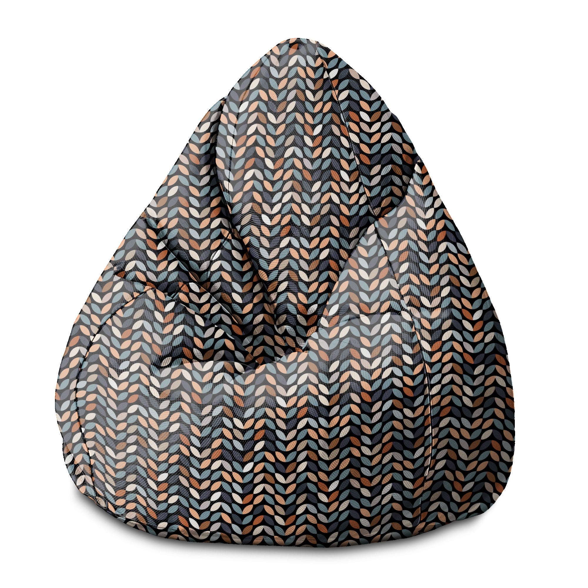 Puf Pearshape Retro Černé Listy