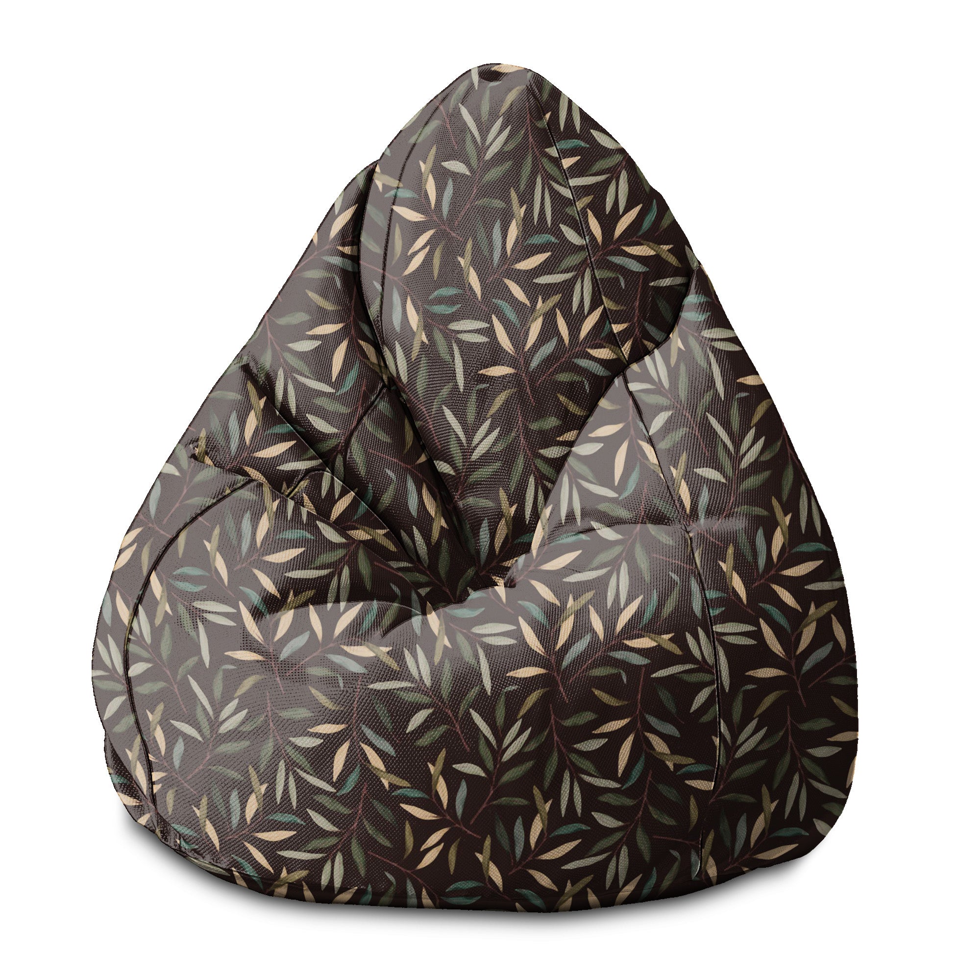 Pearshape Retro Leaves Pouf-S-Velvet