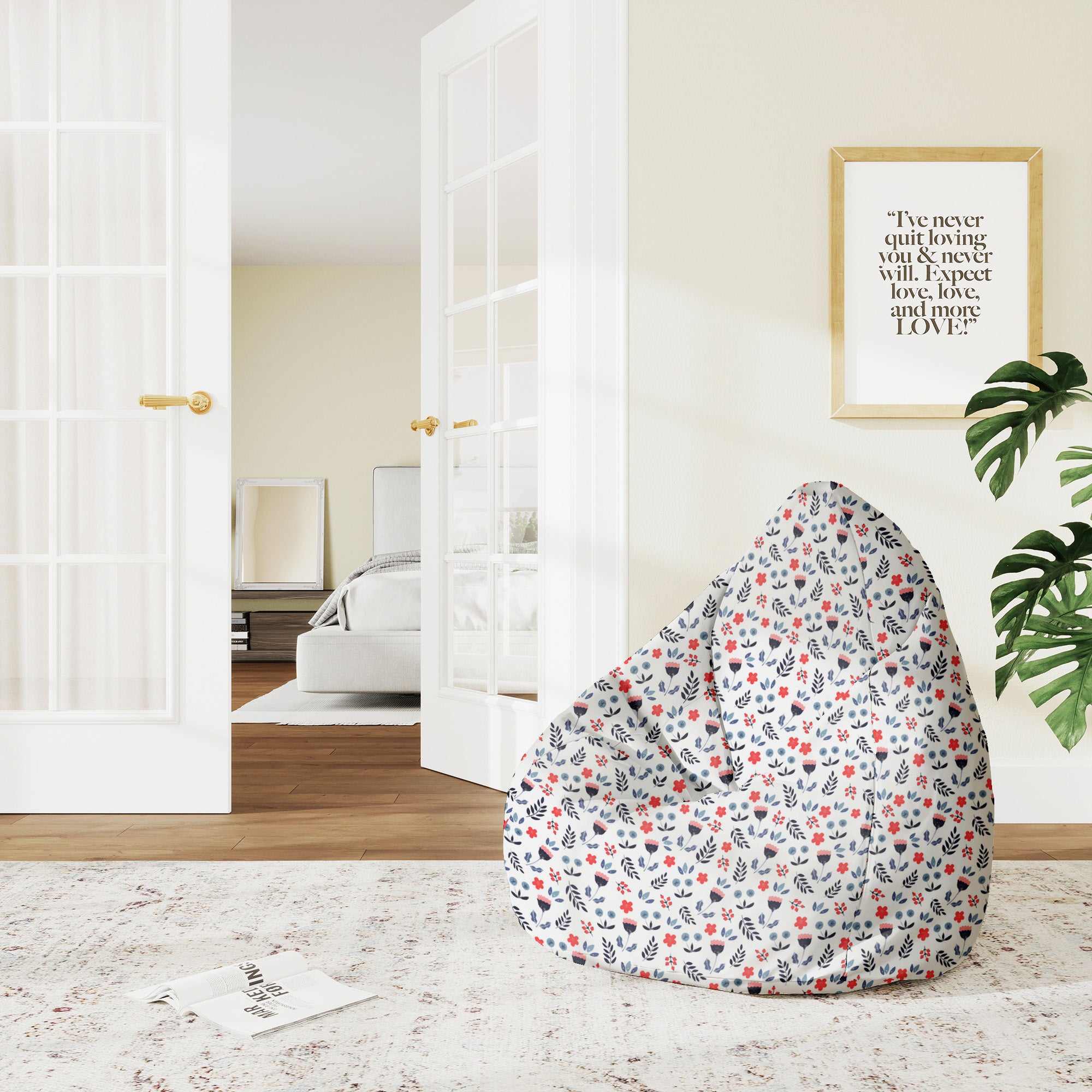 Puf Pearshape  Scandi Flowers-M-Oxford