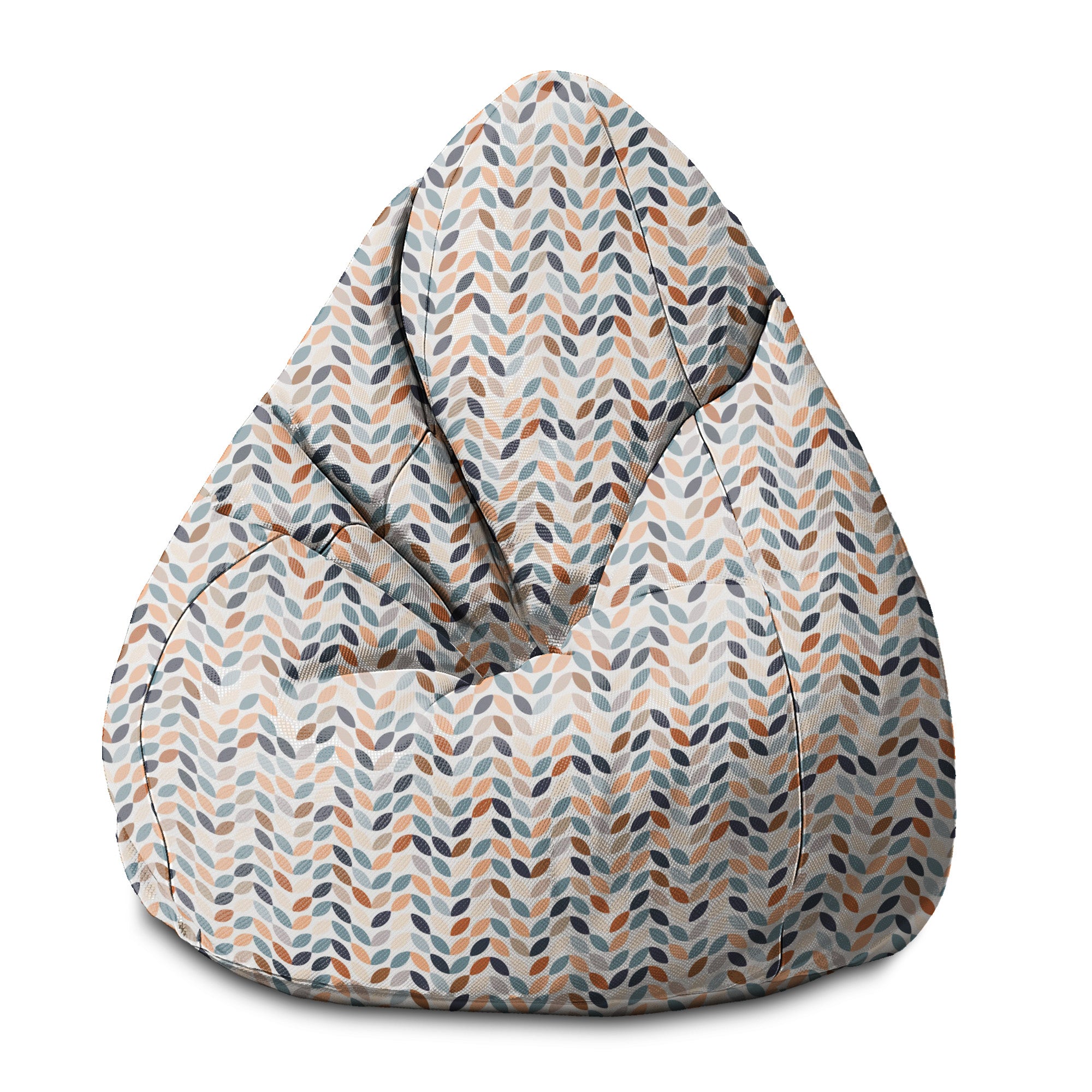 Puf Pearshape White Leafs-S-Velvet