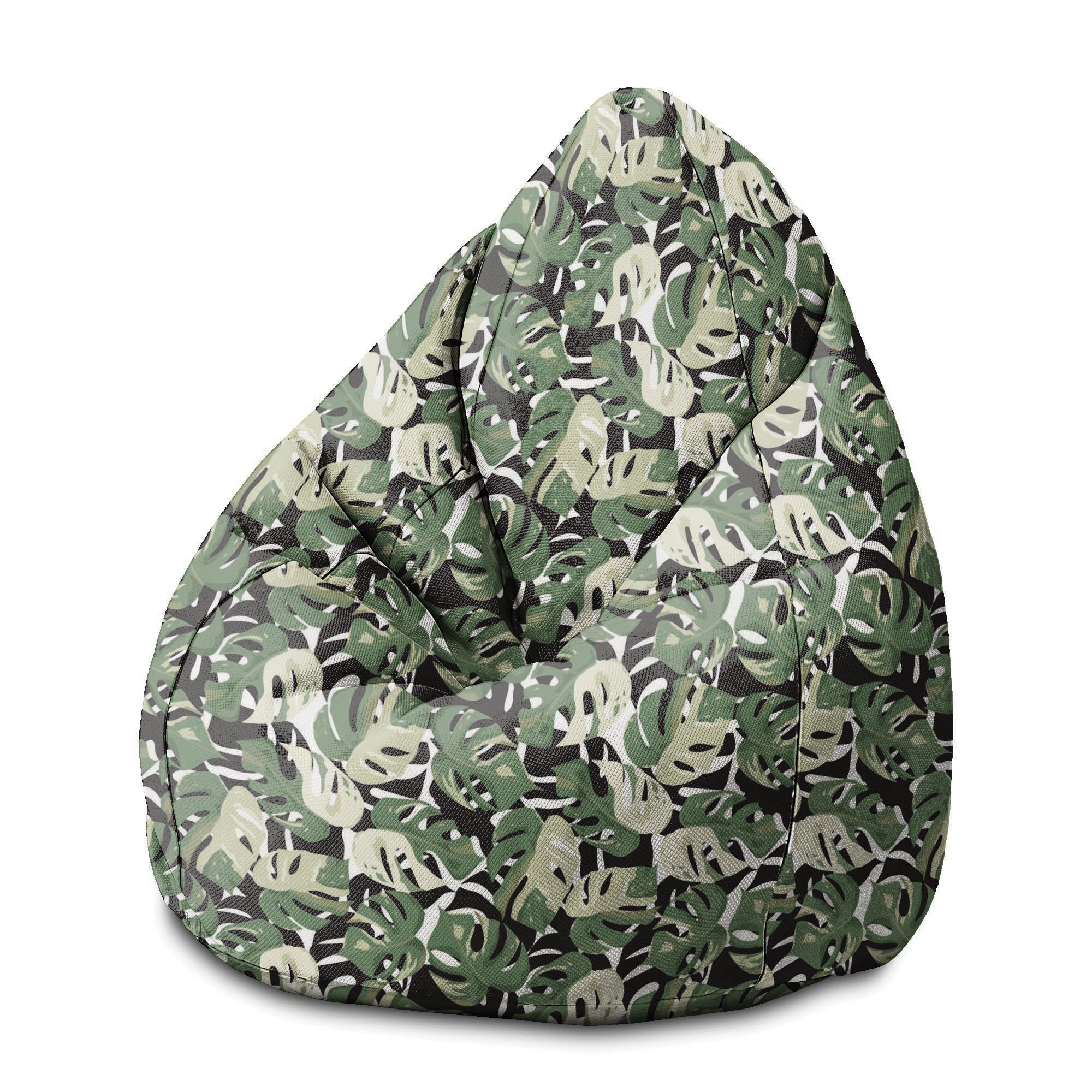 Sedací vak Pearshape Zeleno-Čierna Monstera-M-Oxford